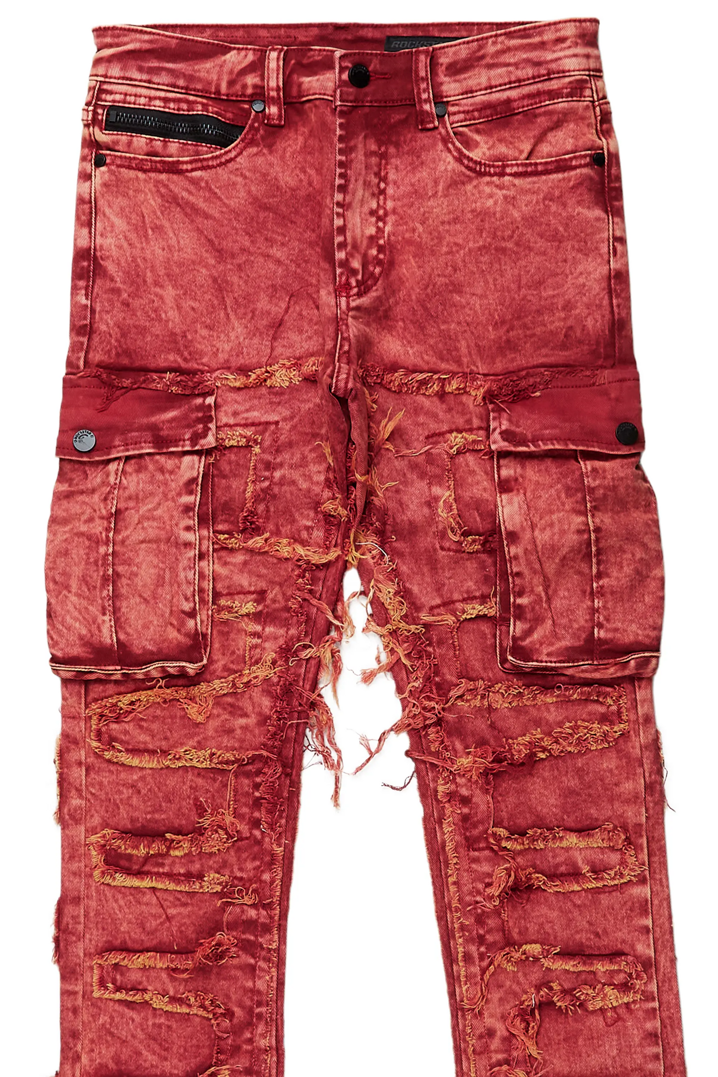 Slater Red Stacked Flare Jean