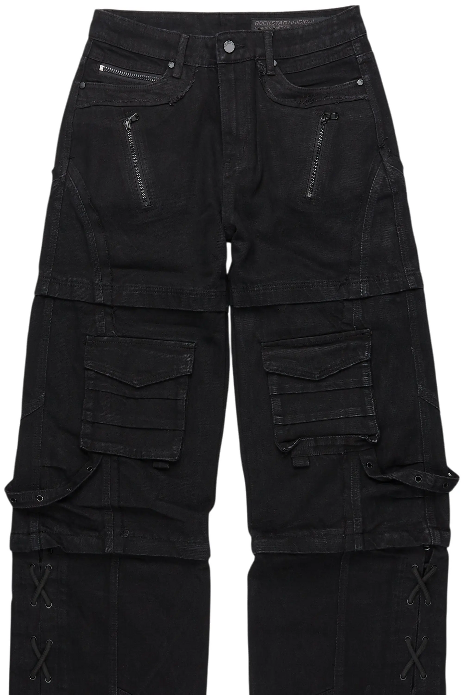 Three Maxi Jet Black Baggy Fit Jean