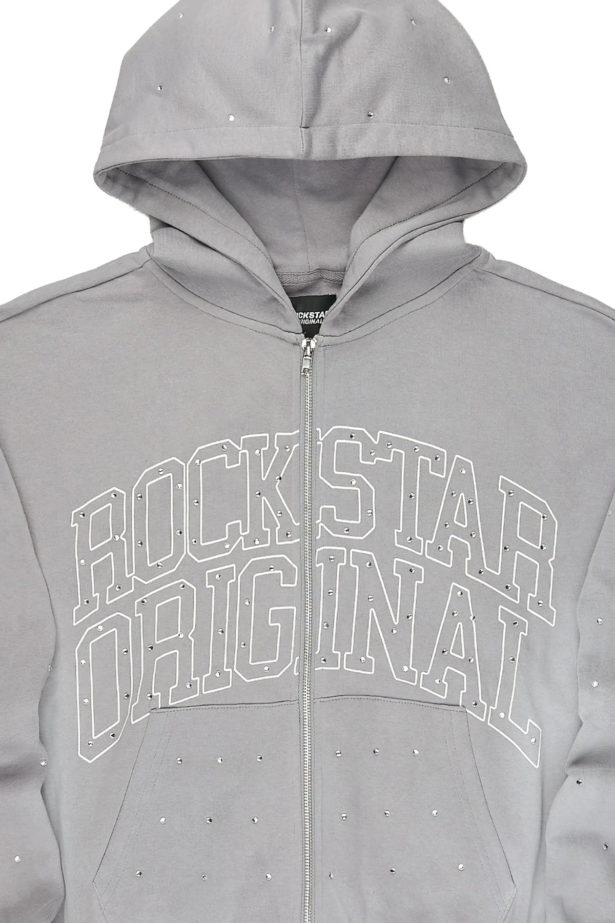 Alvina Grey Rhinestone Zip Up Hoodie
