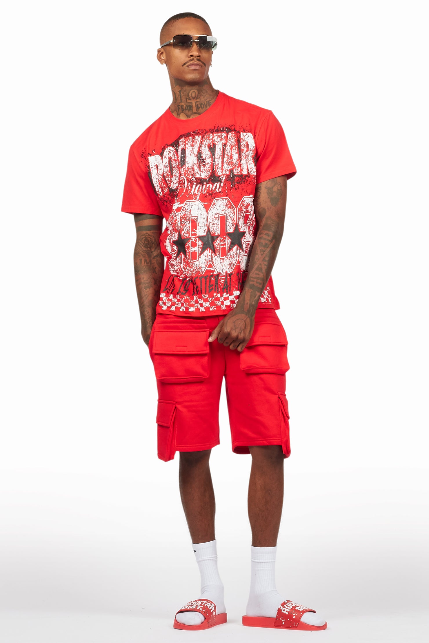Racing Grung Red/Black T-Shirt Cargo Shorts Set