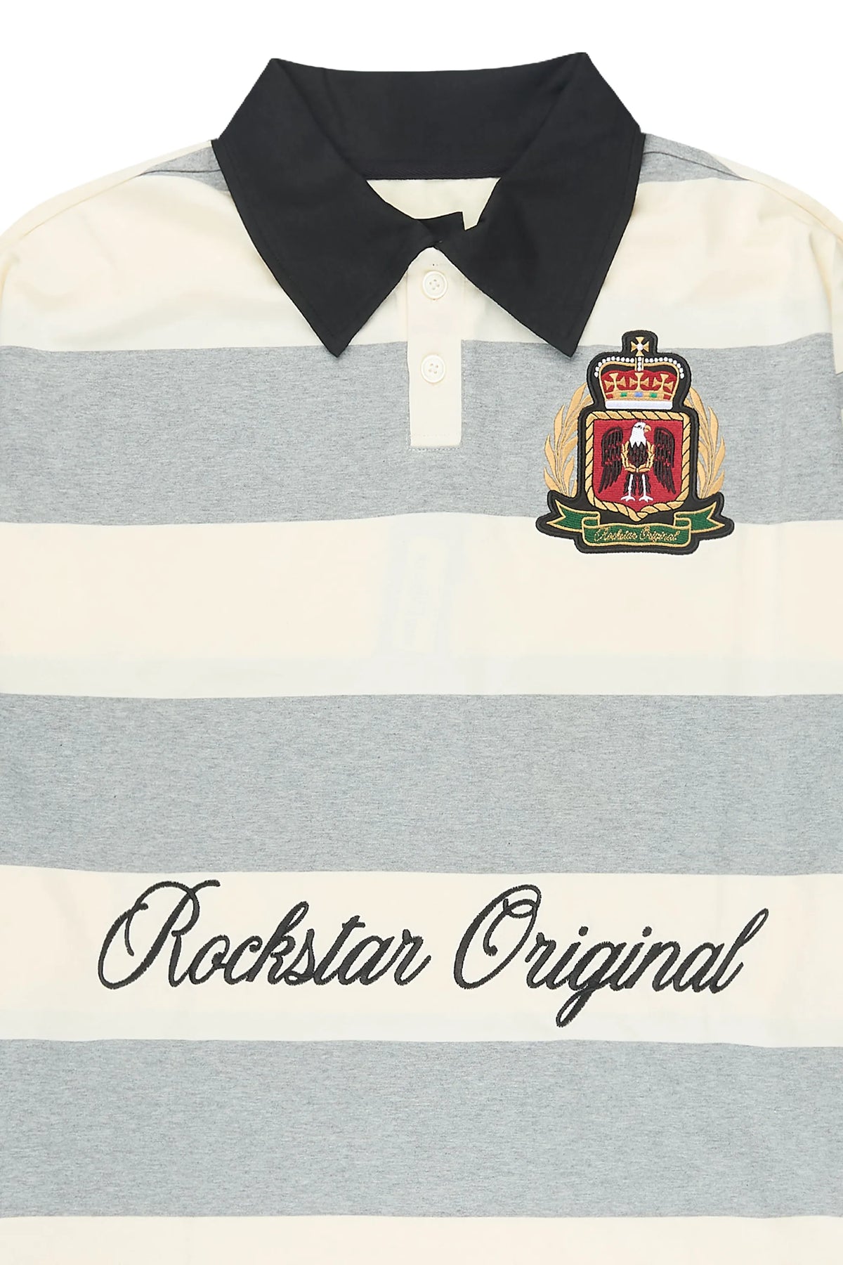 Flynn White/Grey Long Sleeve Polo Shirt