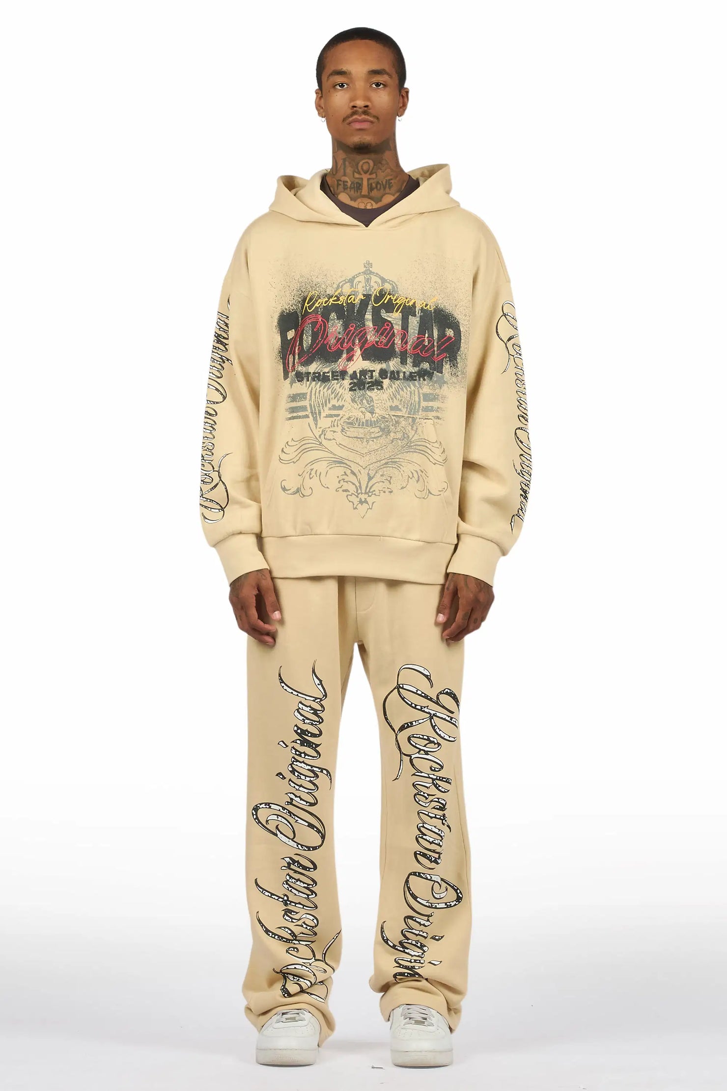 Enkel Beige Hoodie/Baggy Pant Track Set