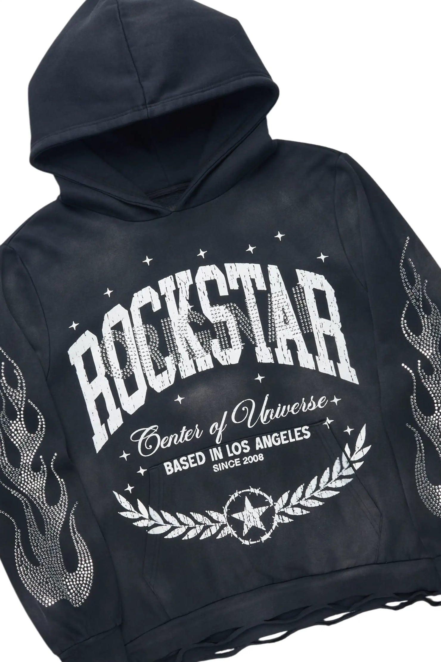 Strass Black Rhinestone Hoodie/Stacked Pant Track Set