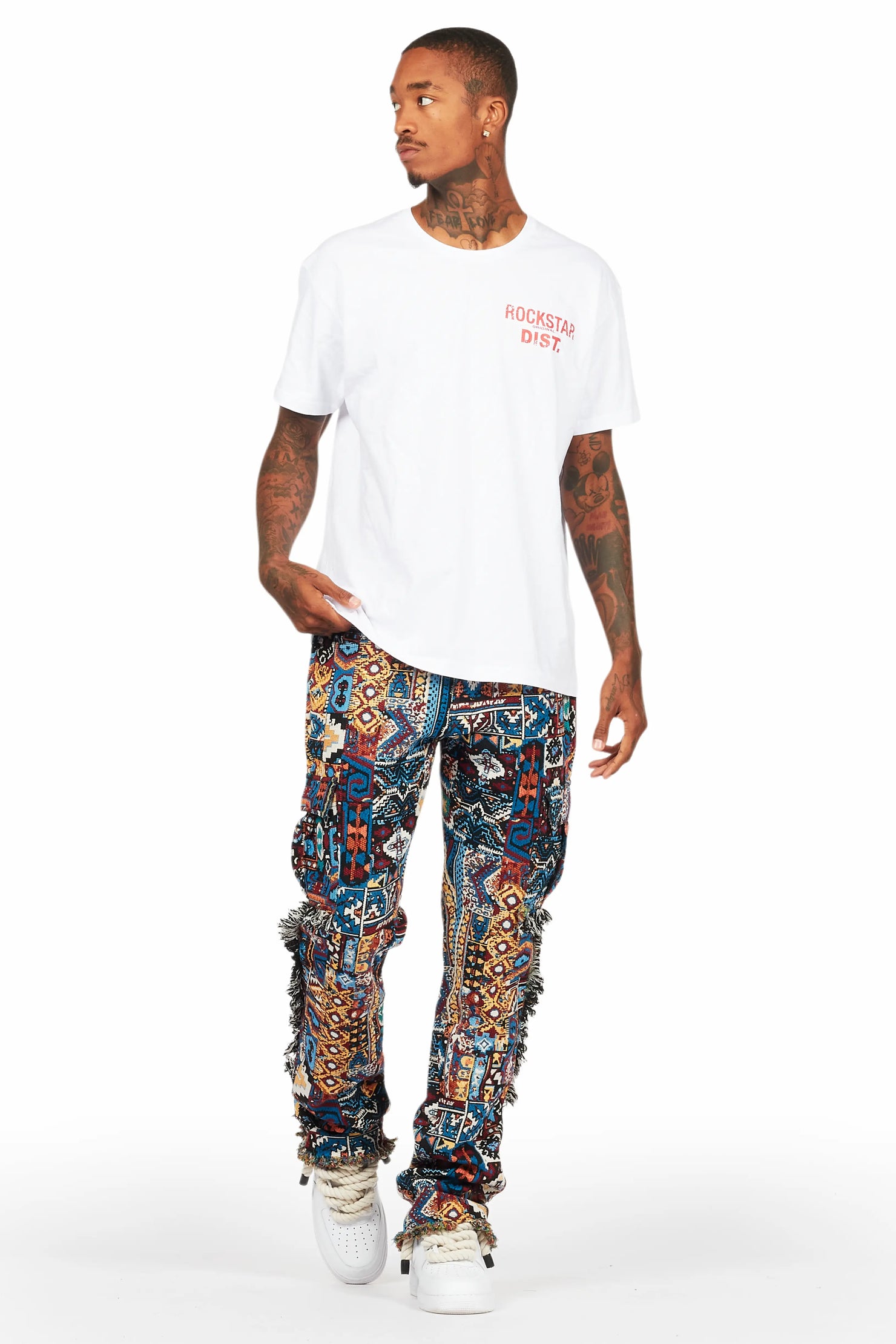 Ayami Blue Slim Tapestry Flare Jean