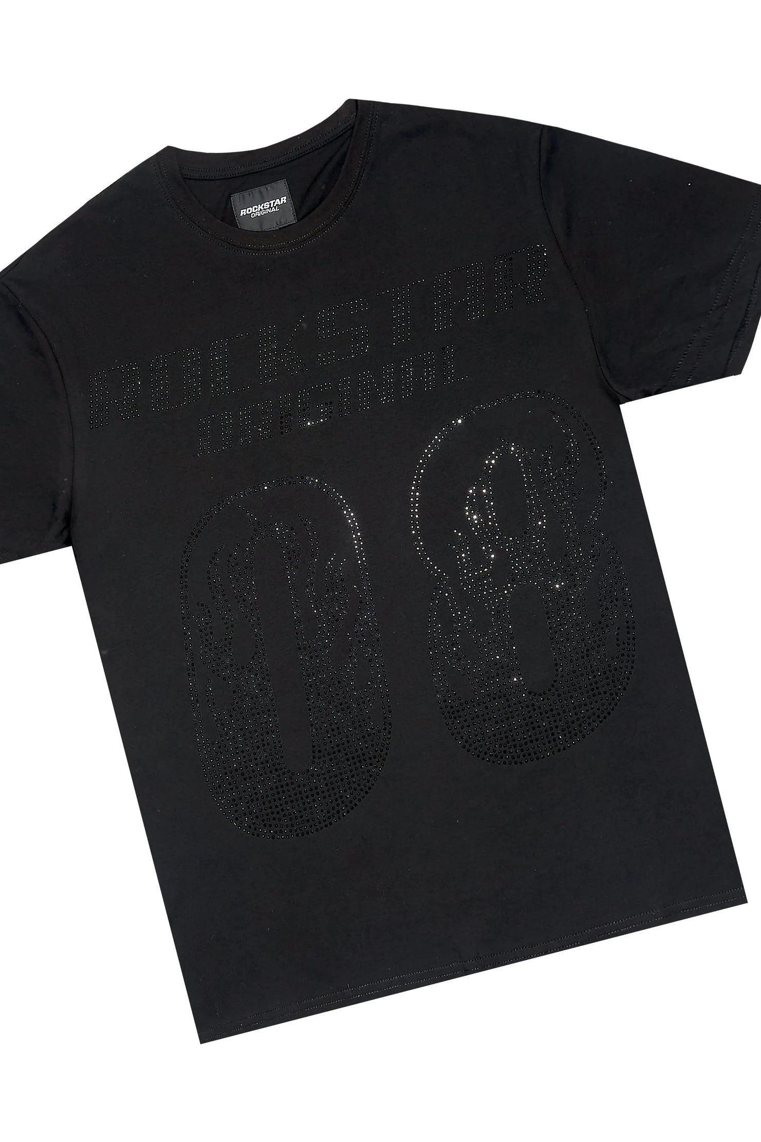 Ridley Black/Black Rhinestone T Shirt Short Set