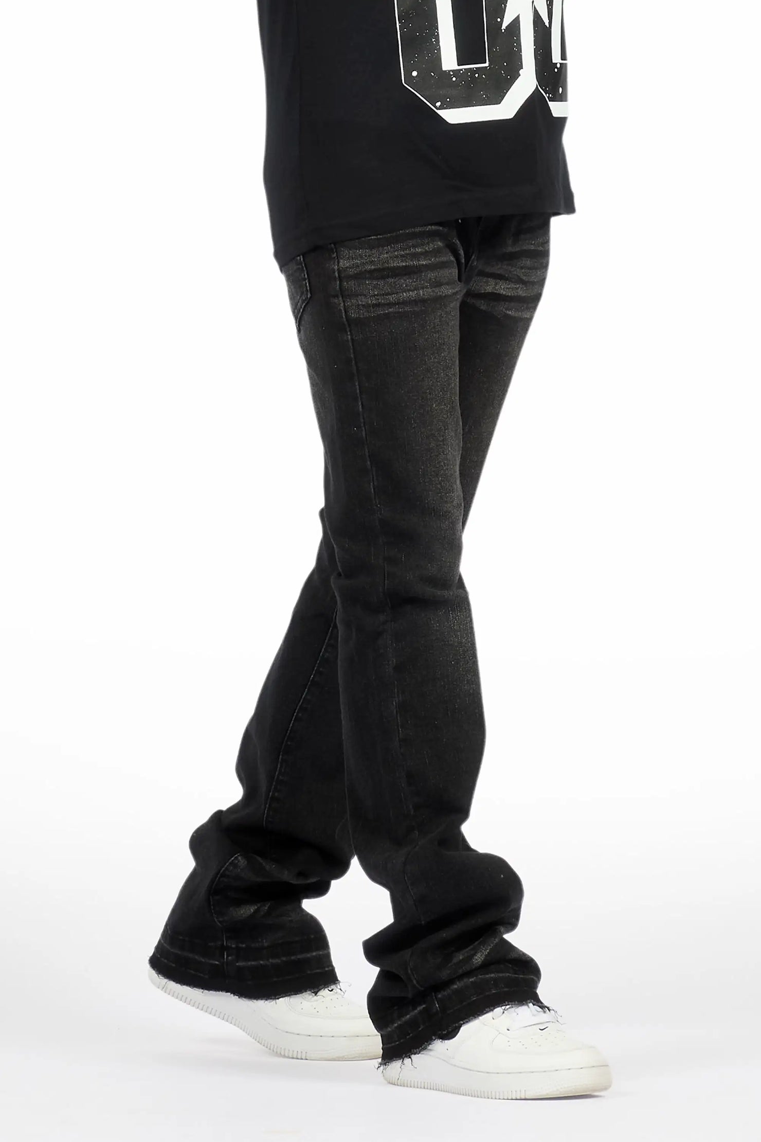 Boys Dag Dark Grey Stacked Flare Jean