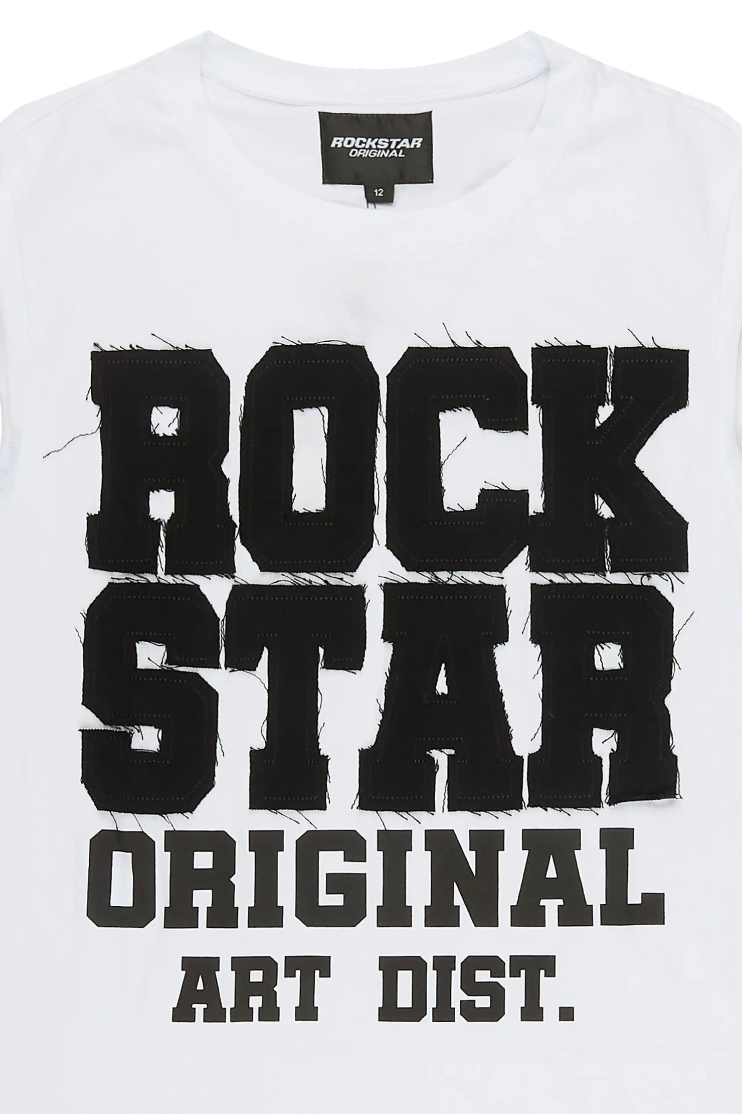 Boys Yulian White Patch Cut Off T-Shirt