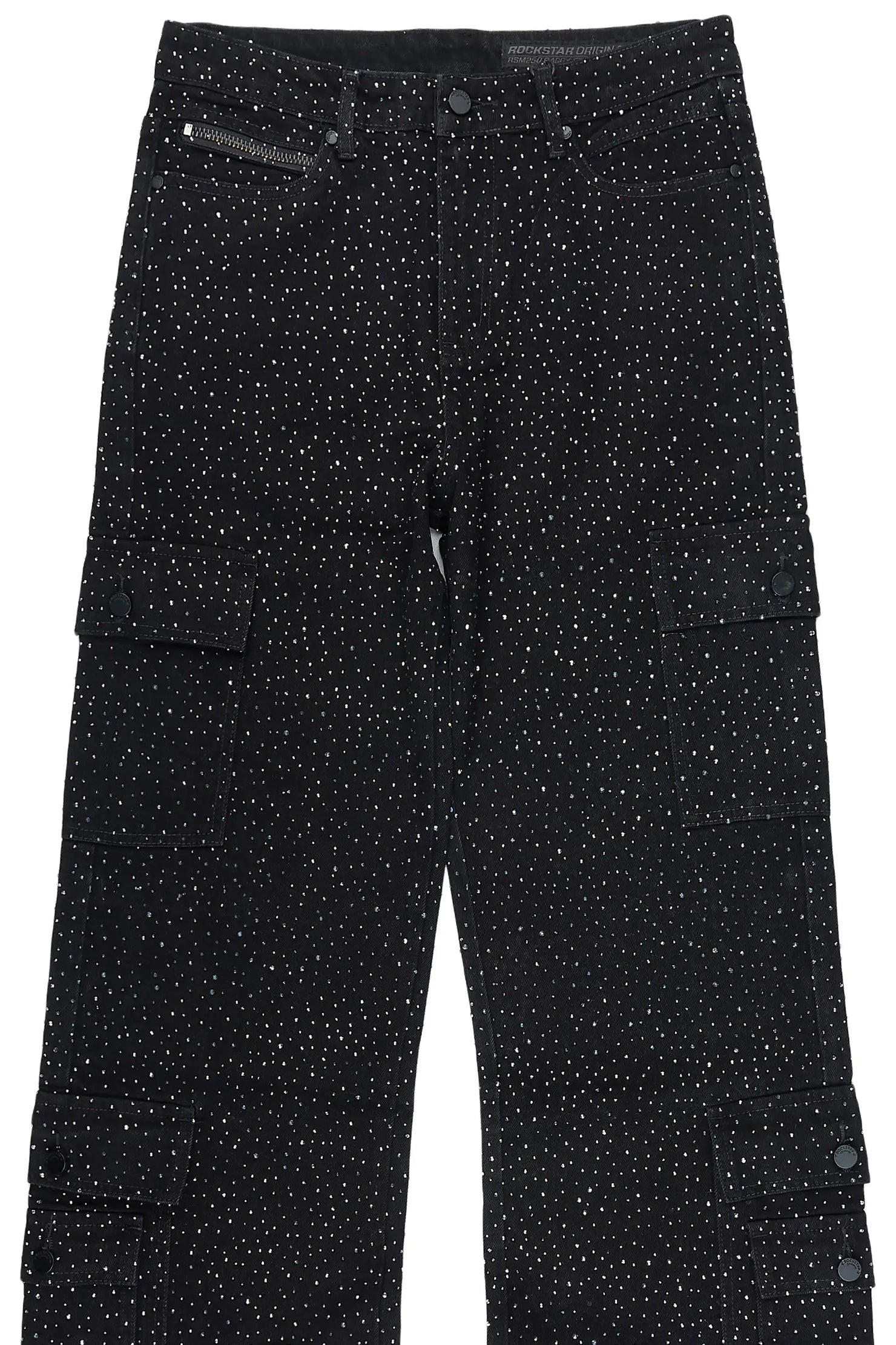 Aeson Black Rhinestone Baggy Fit Jean