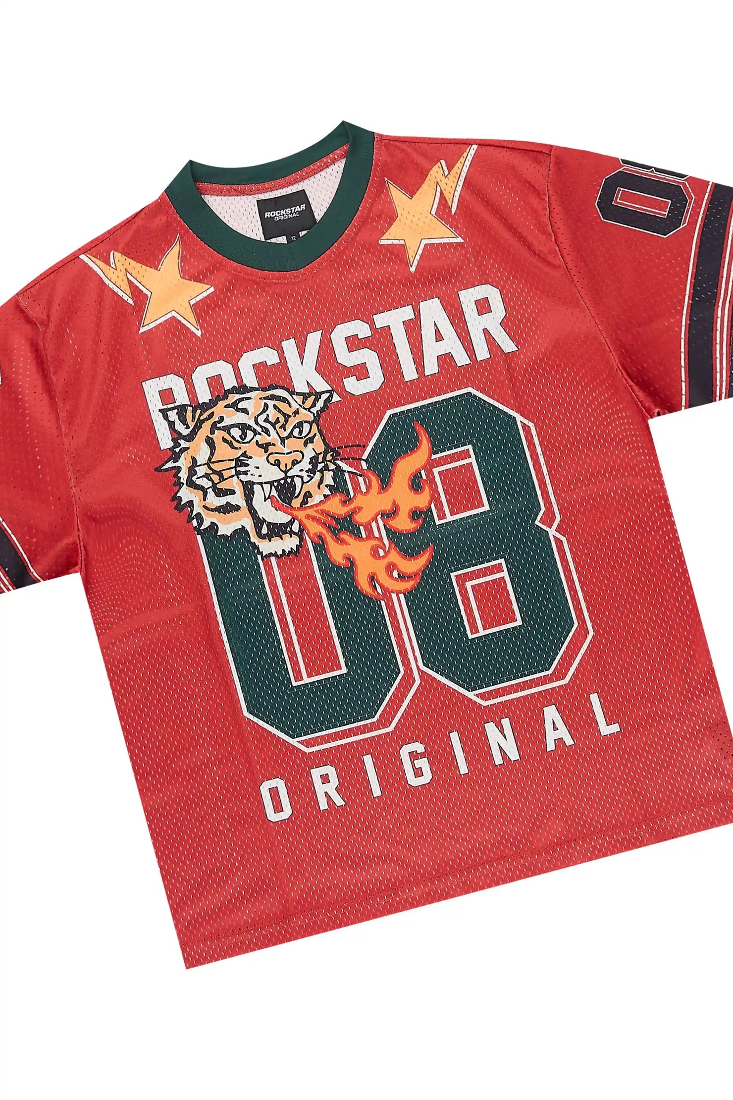 Boys Flamming Tiger Red T-Shirt/Short Set
