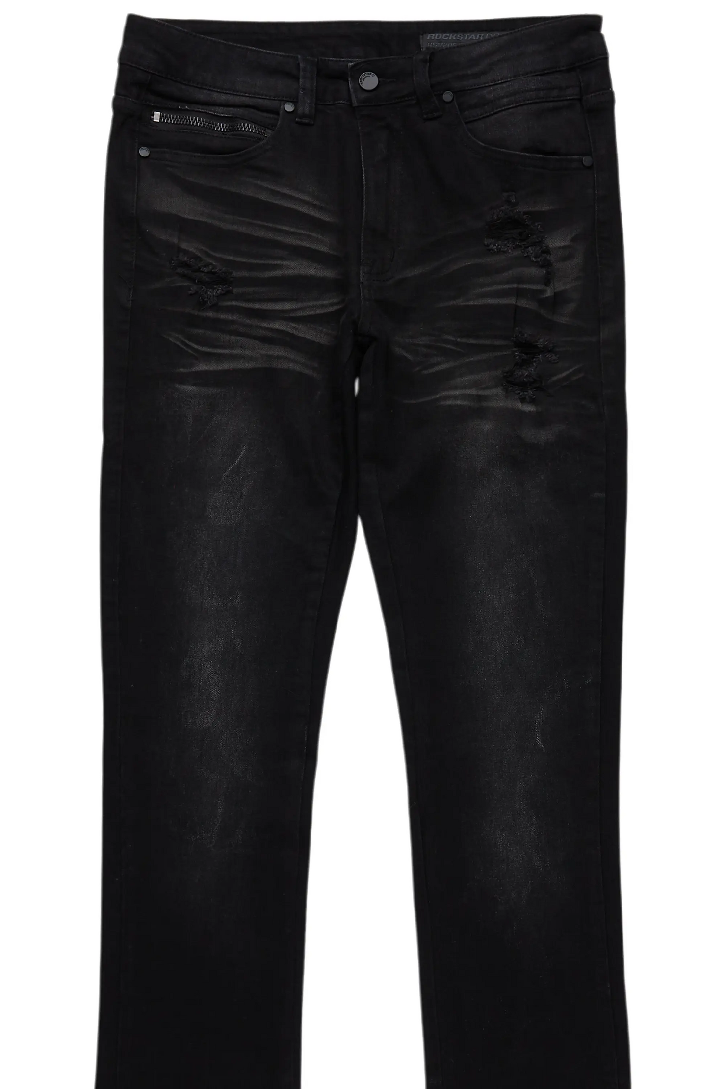 Savag Black Stacked Flare Jean