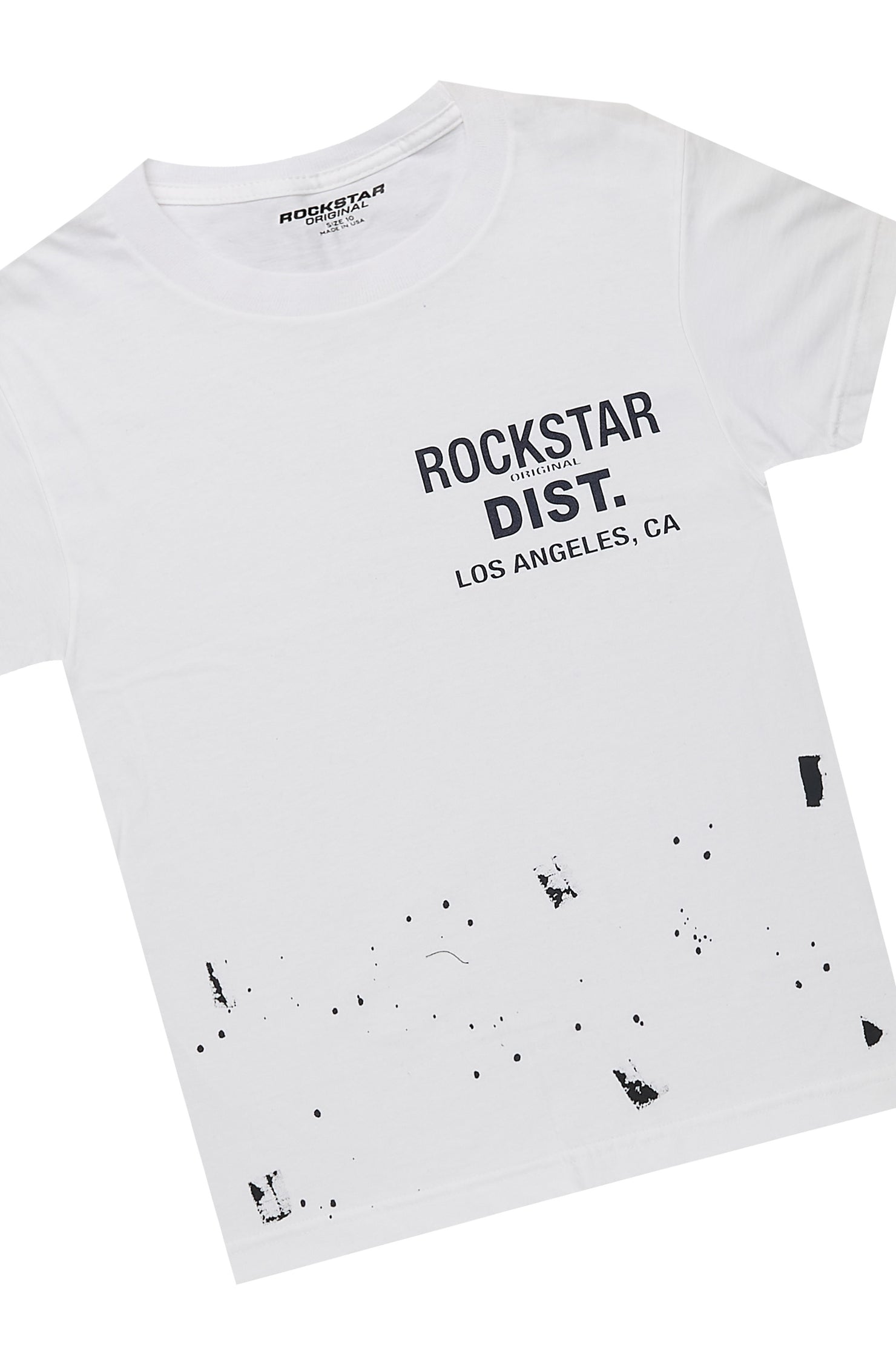 Boys Raffer White/Navy T-Shirt/Baggy Stacked Pant Set
