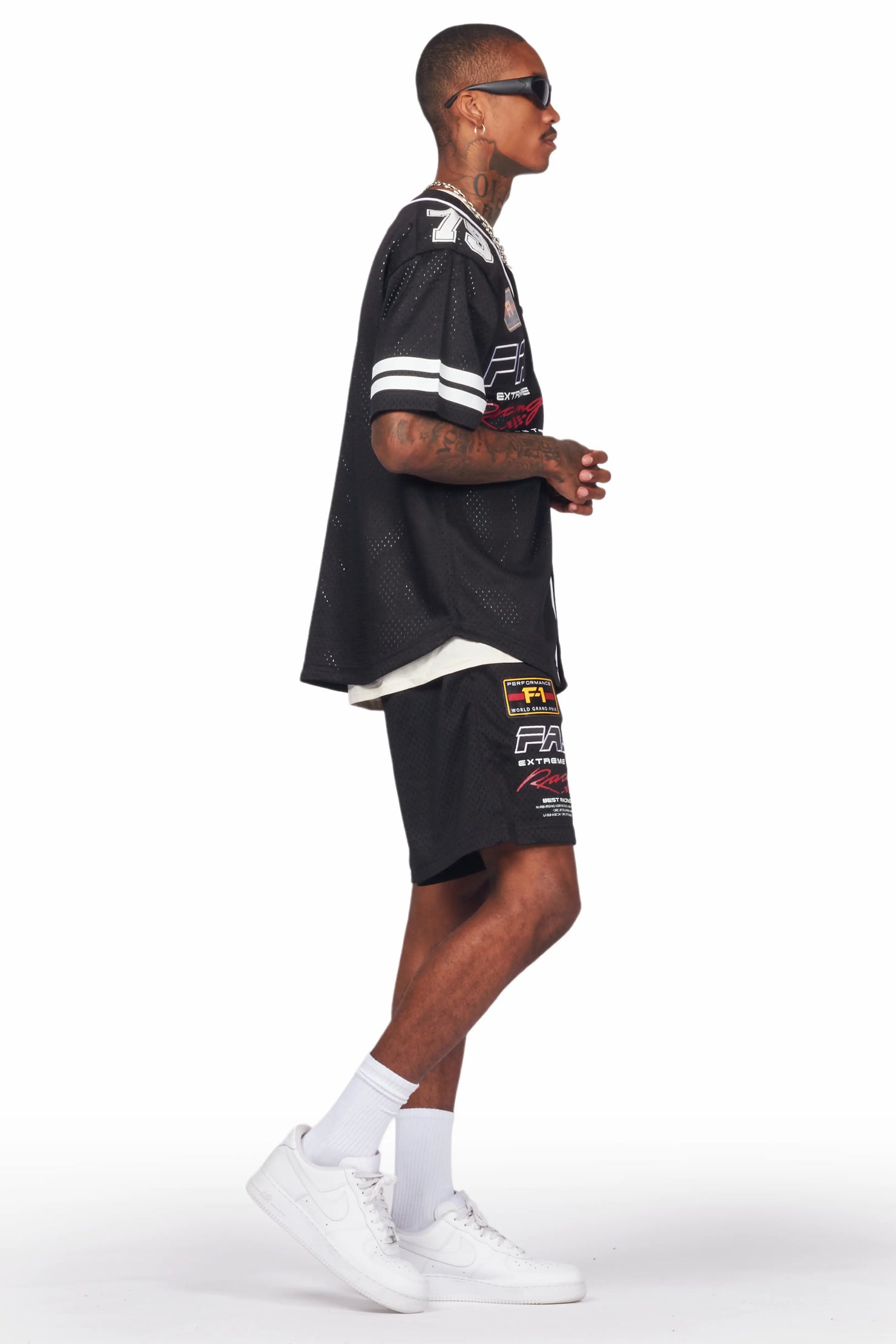 Takato Black Mesh Jersey Short Set