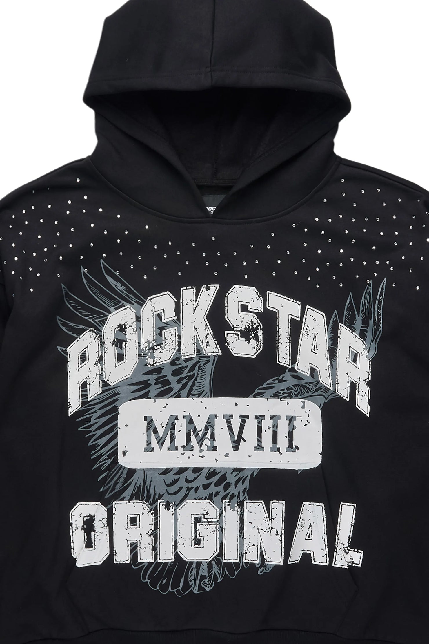 Borya Black Rhinestone Graphic Hoodie