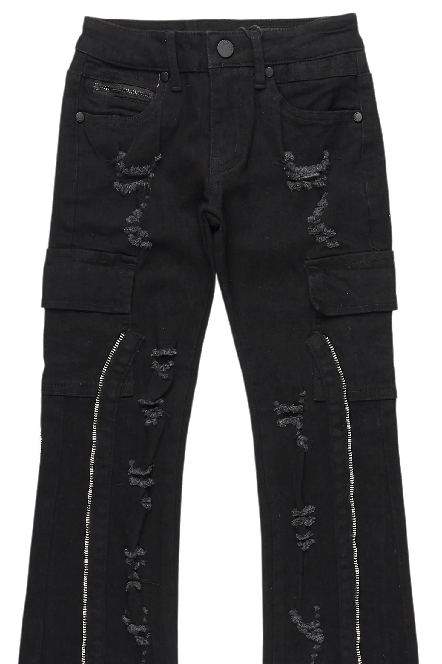 Boys Hutch Black Stacked Flare Jean