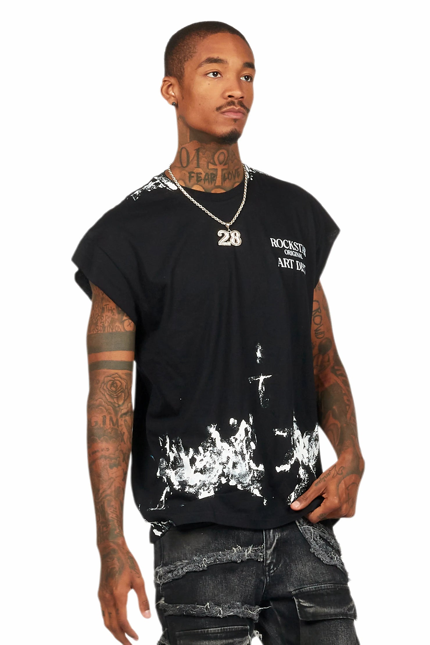 Pilan Black Muscle Graphic T-Shirt