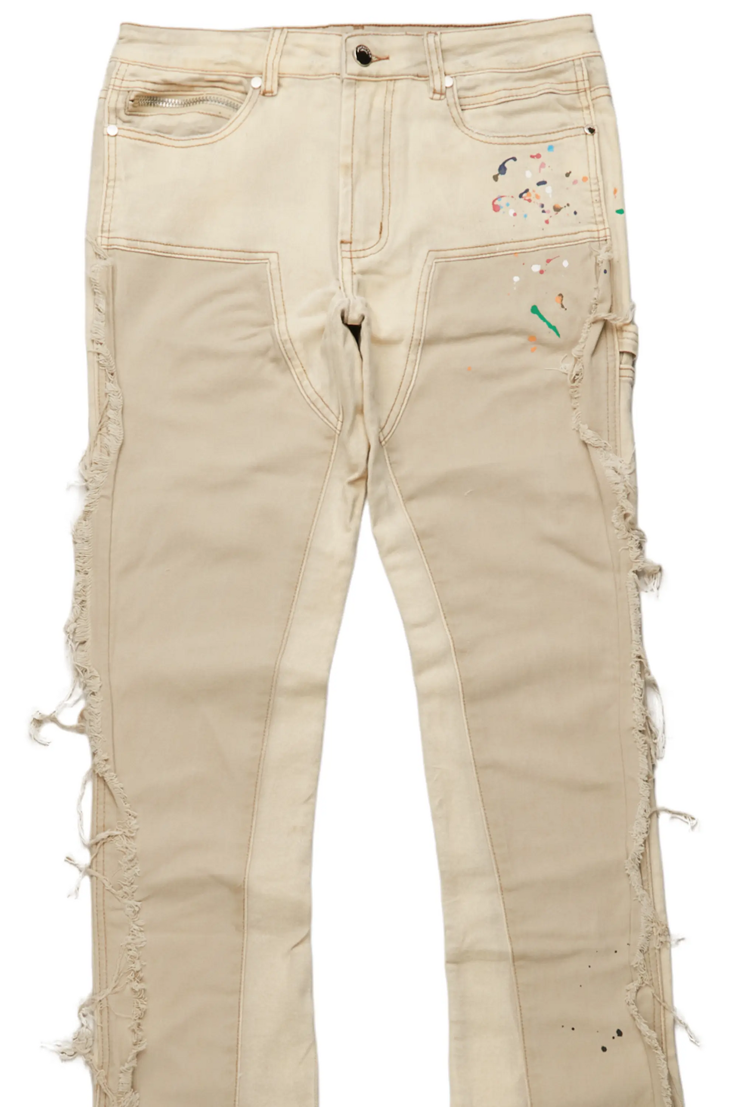 Carson Beige Super Stacked Flare Jean
