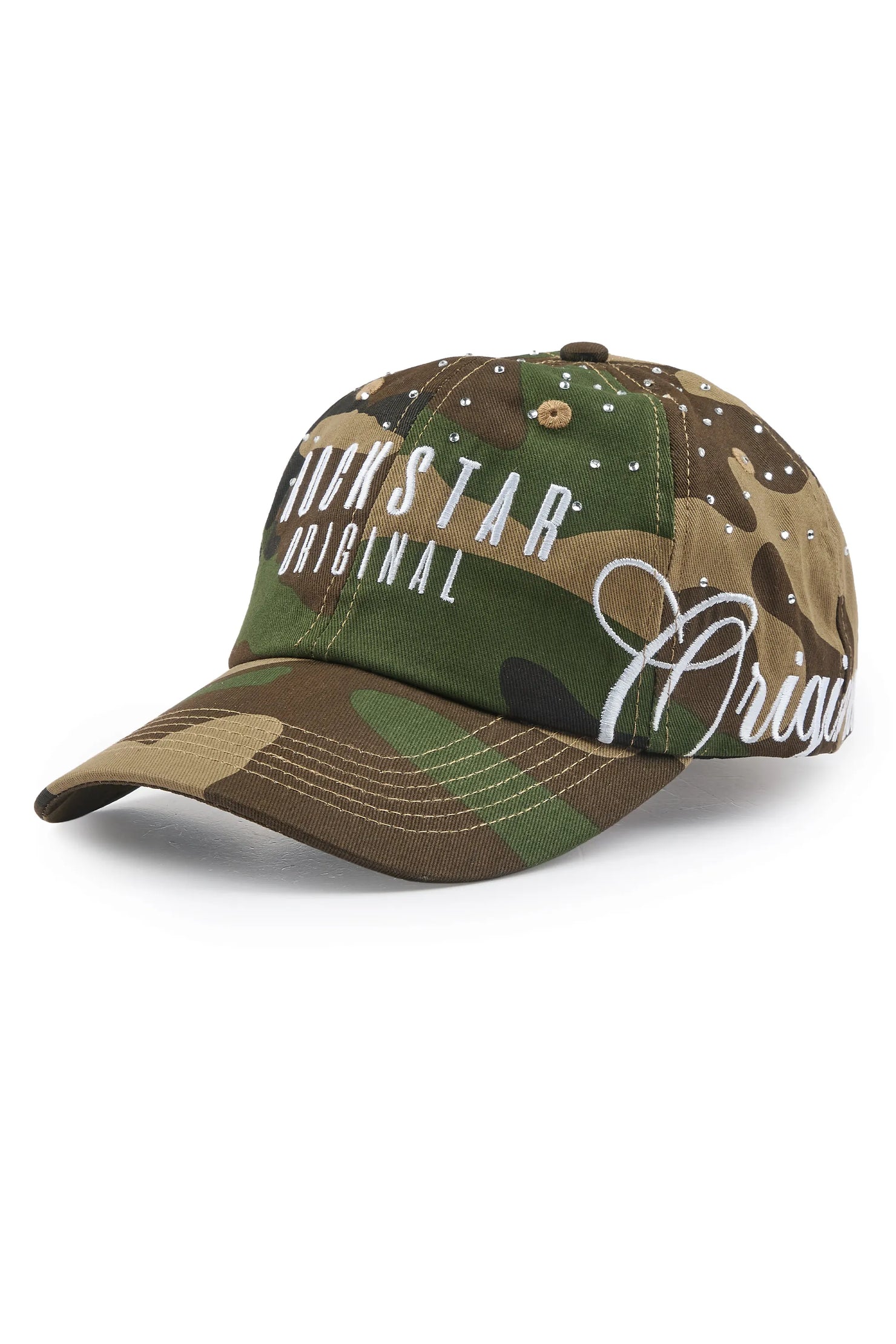 Estana Camo Rhinestone Trucker Hat