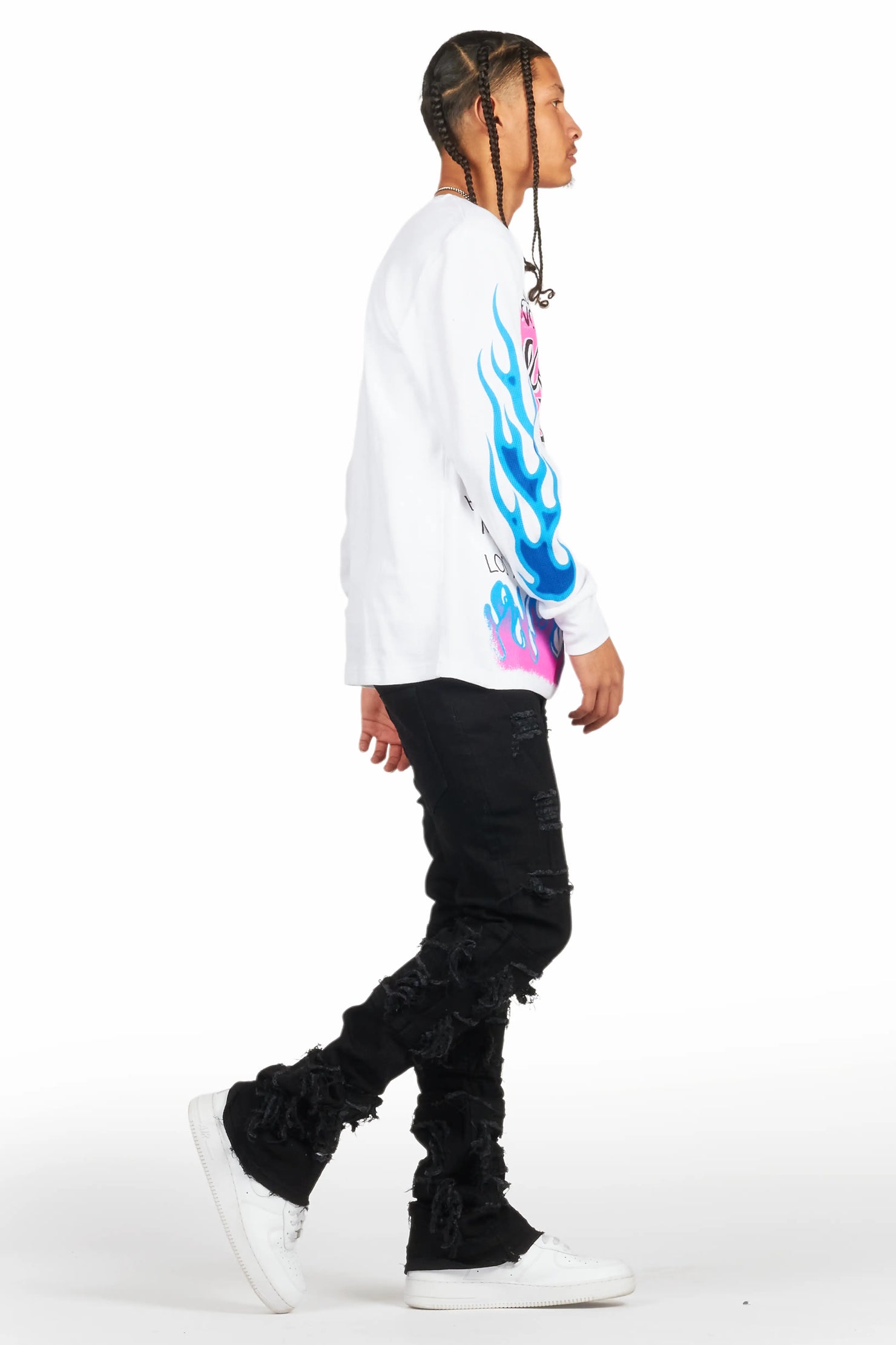 Vasco Jet Black Stacked Flare Jean