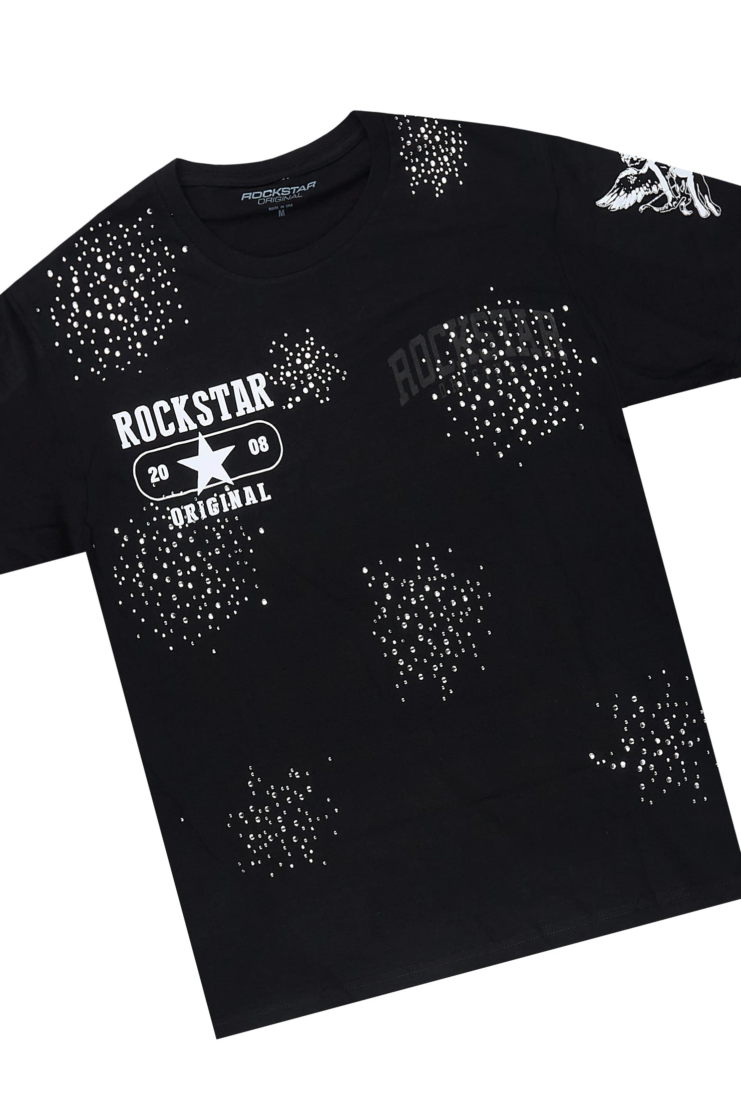 Gutta 2.0 Black/Black Rhinestone T-Shirt/Short Set