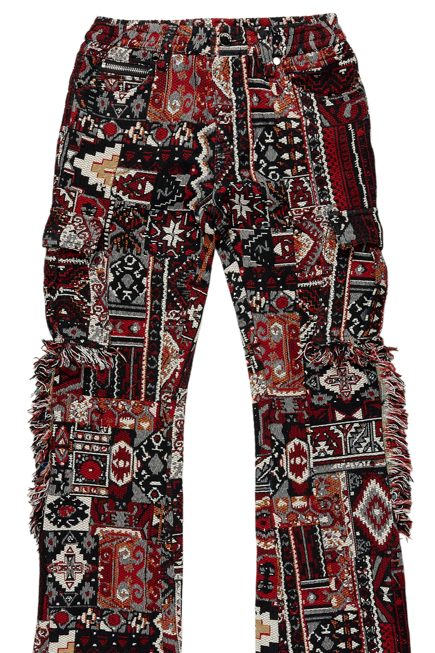 Boys Ayami Black/Multi Slim Tapestry Flare Pants