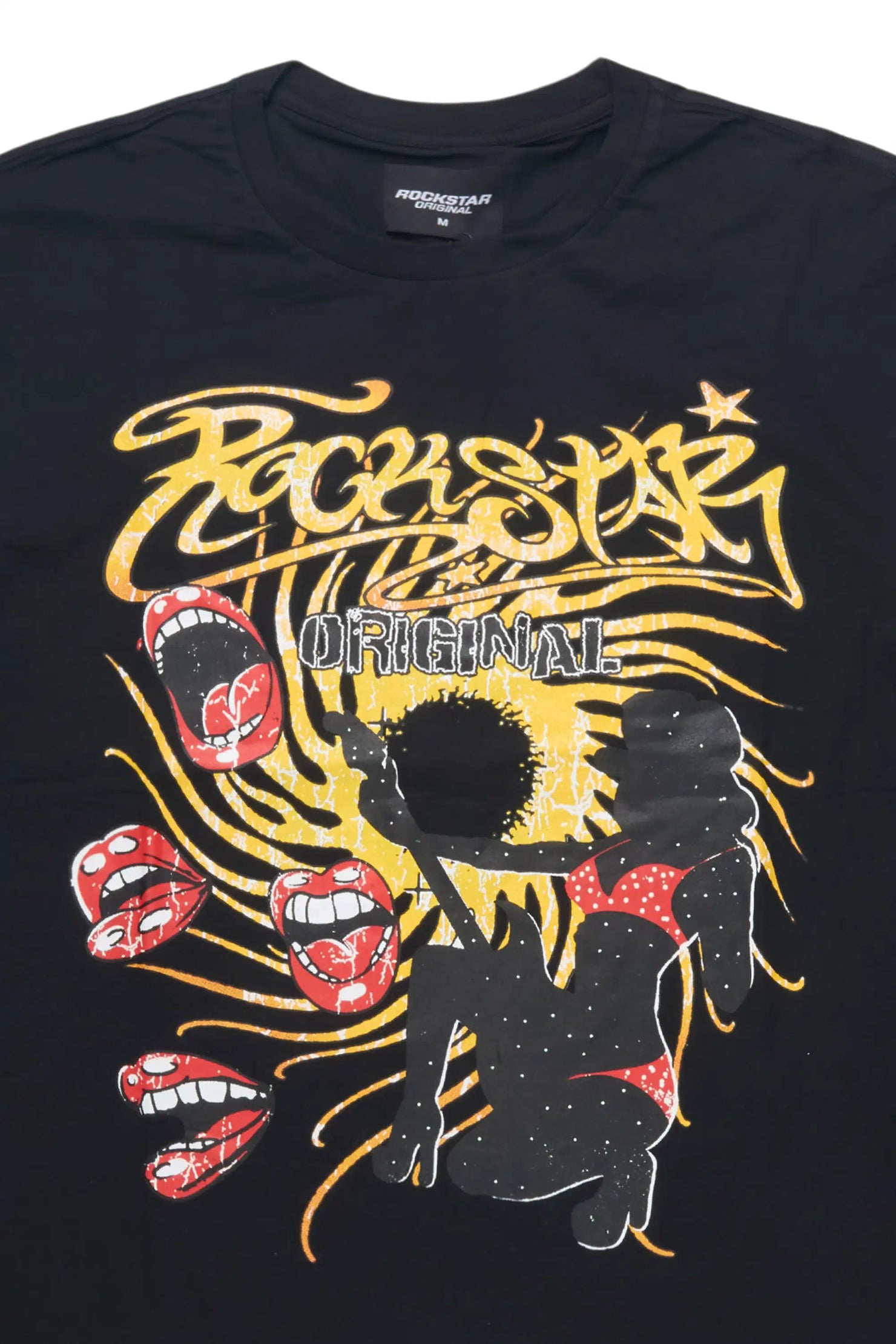 Rock n Roll Black Oversized Graphic T-Shirt