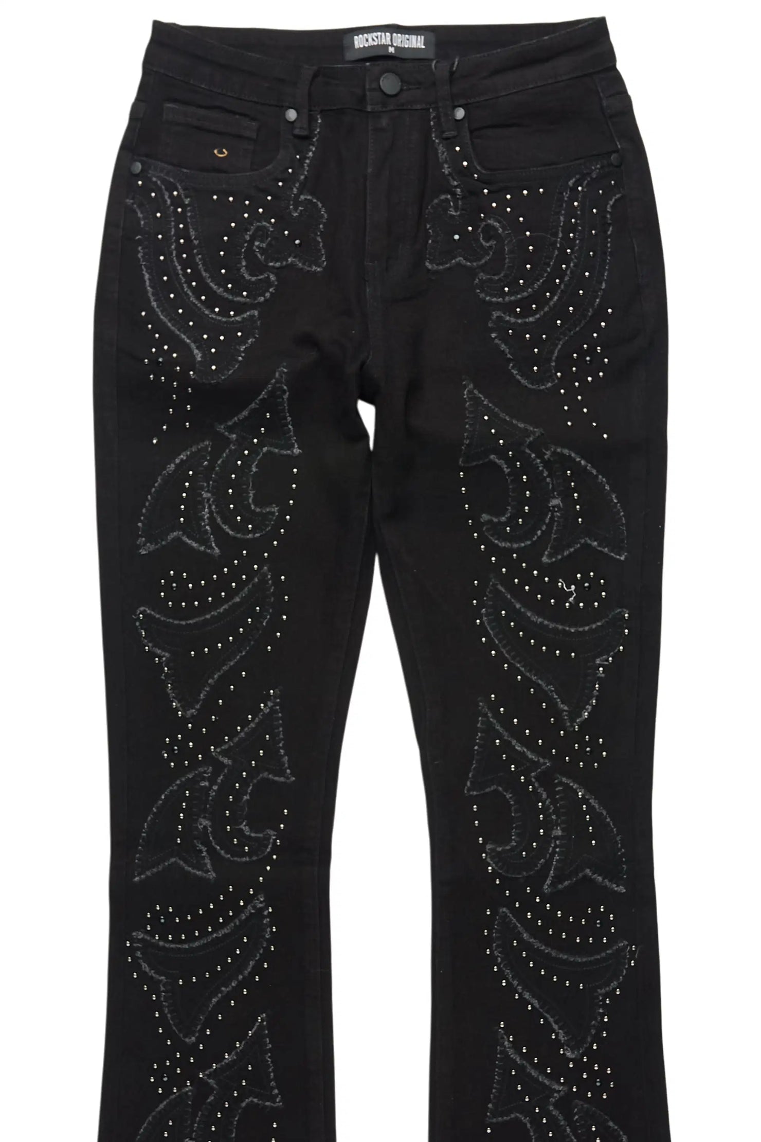 Jeanette Black Stacked Flare Jean