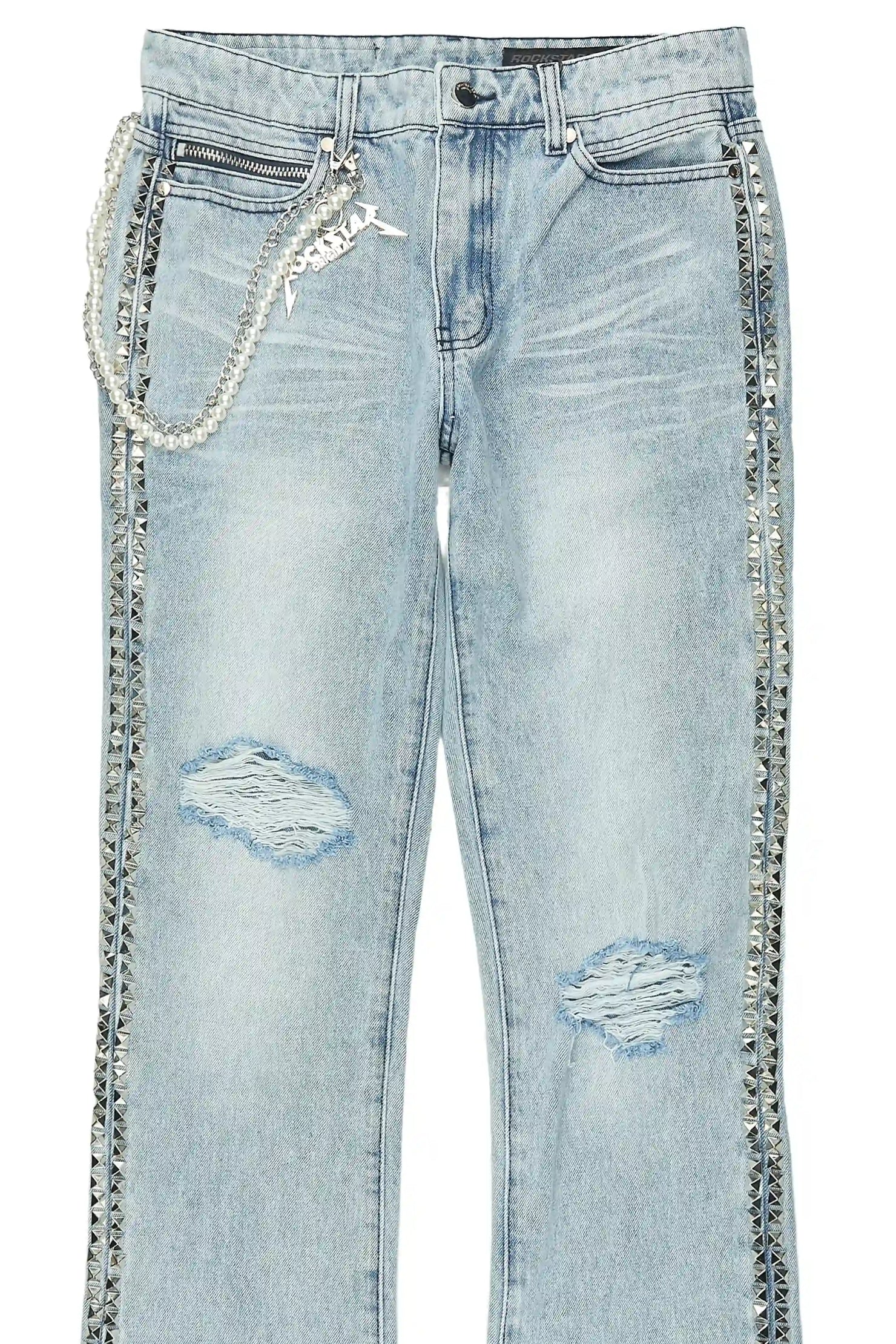 Tyce Light Blue Pearl Stacked Fit Jean