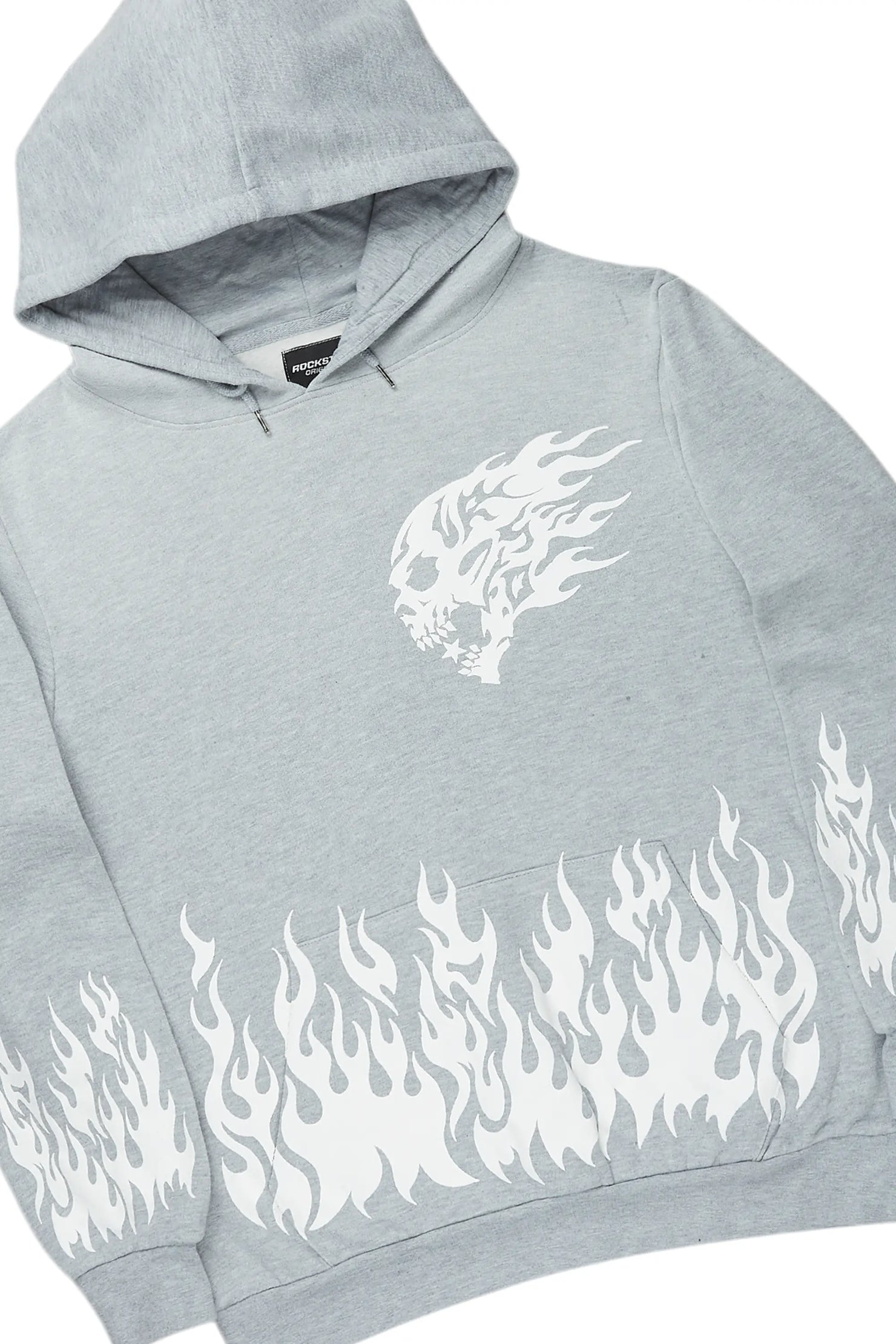 Bubble Heather Grey Stacked Flare Hoodie Track Set