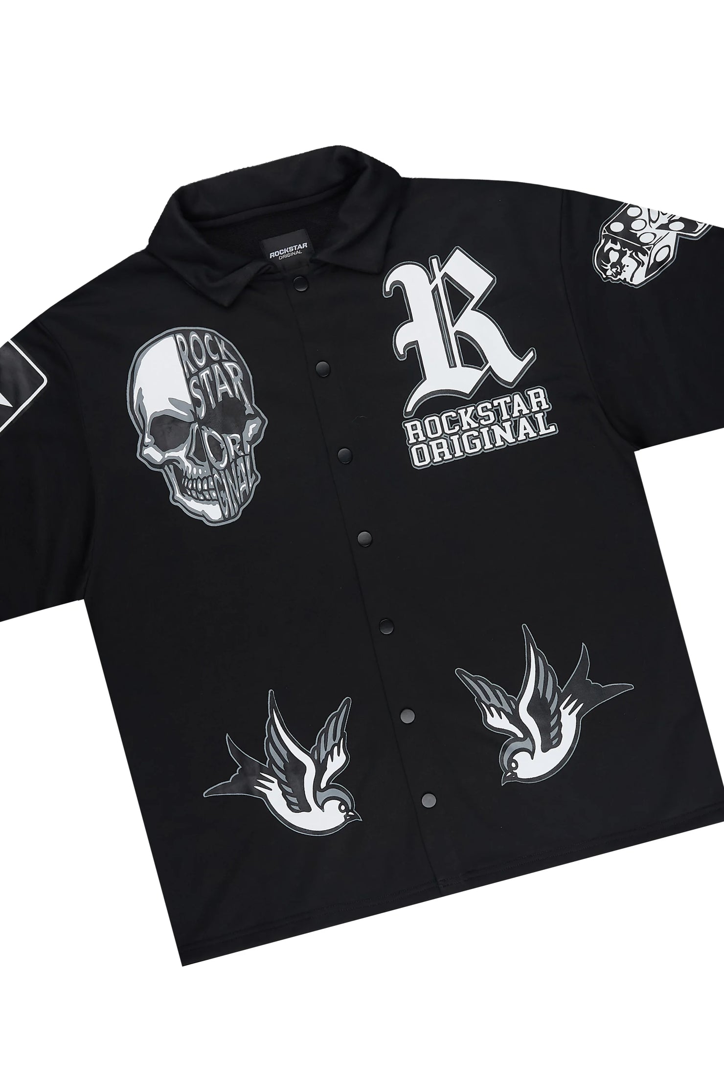 Vidar Black Button Down T-Shirt/Short Set