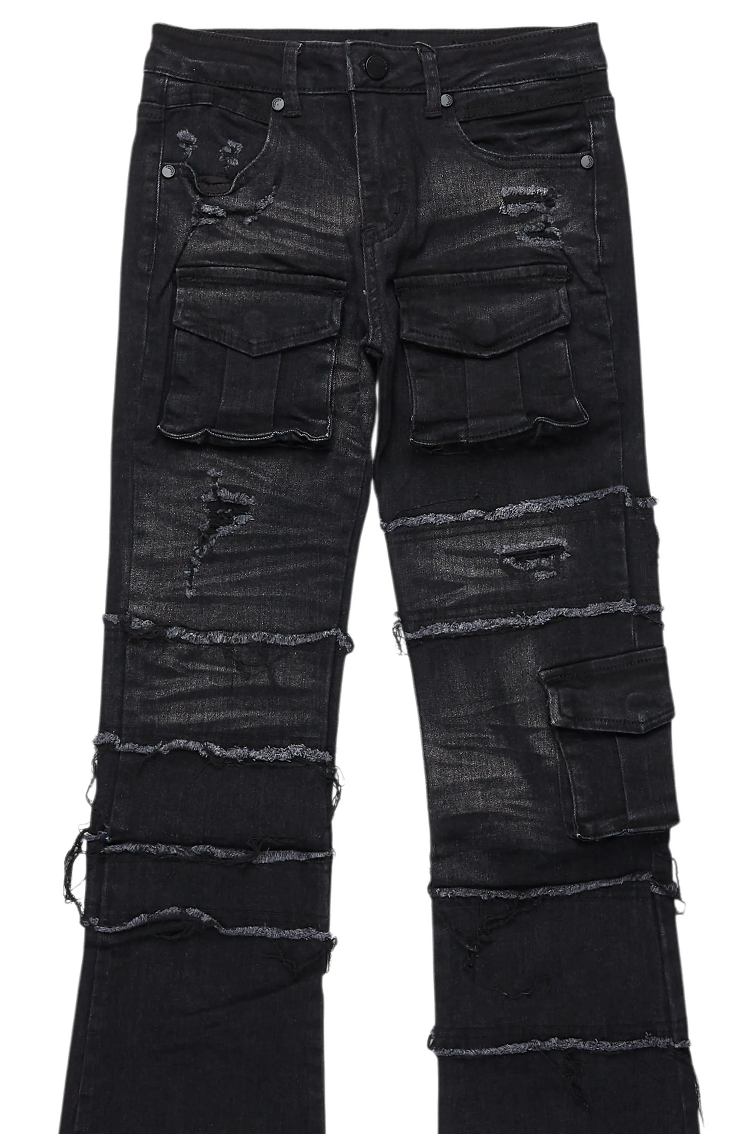 Boys Folant Black Slim Stacked Flare Jean