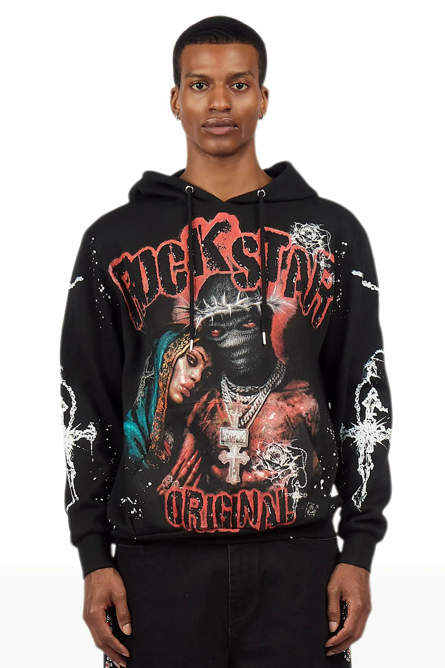 Vontae Black/Red Painted Hoodie