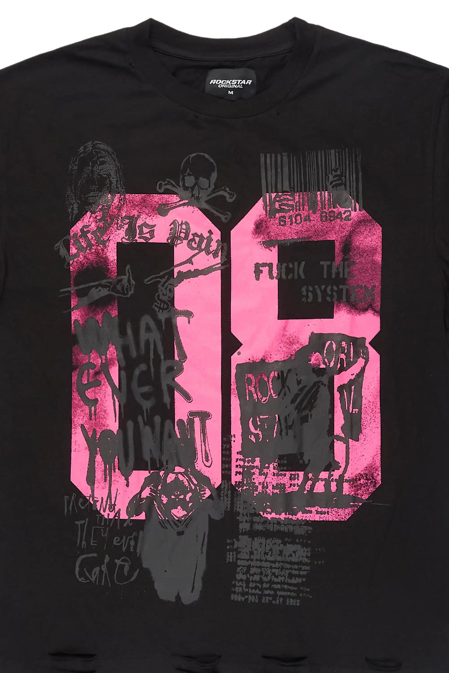 Grill Black/Fuchsia Graphic Oversized T-Shirt