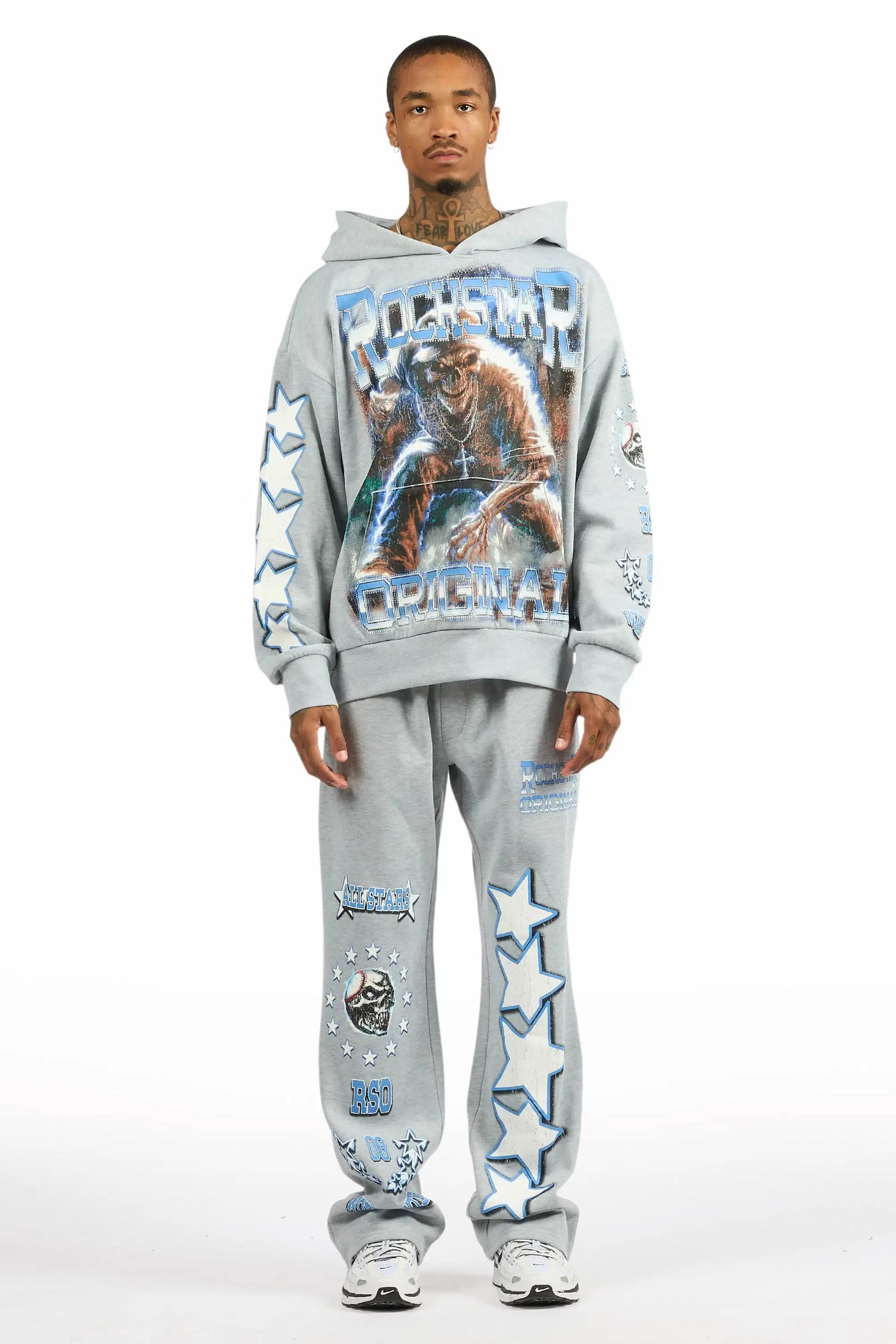 Marxe Heather Grey Hoodie/Baggy Pant Track Set