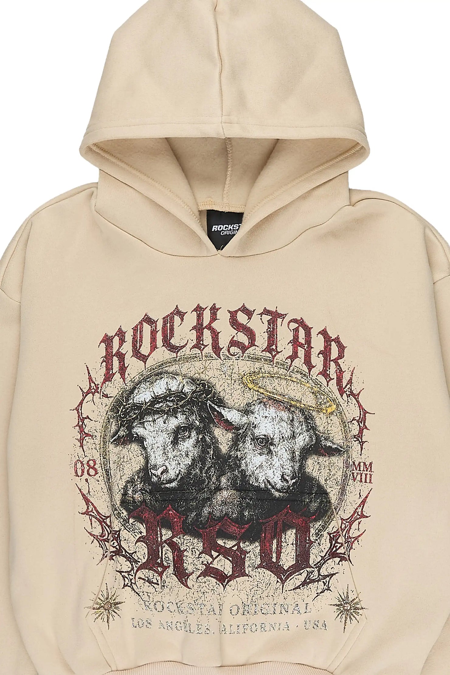 Girls Dezzy Beige Graphic Hoodie
