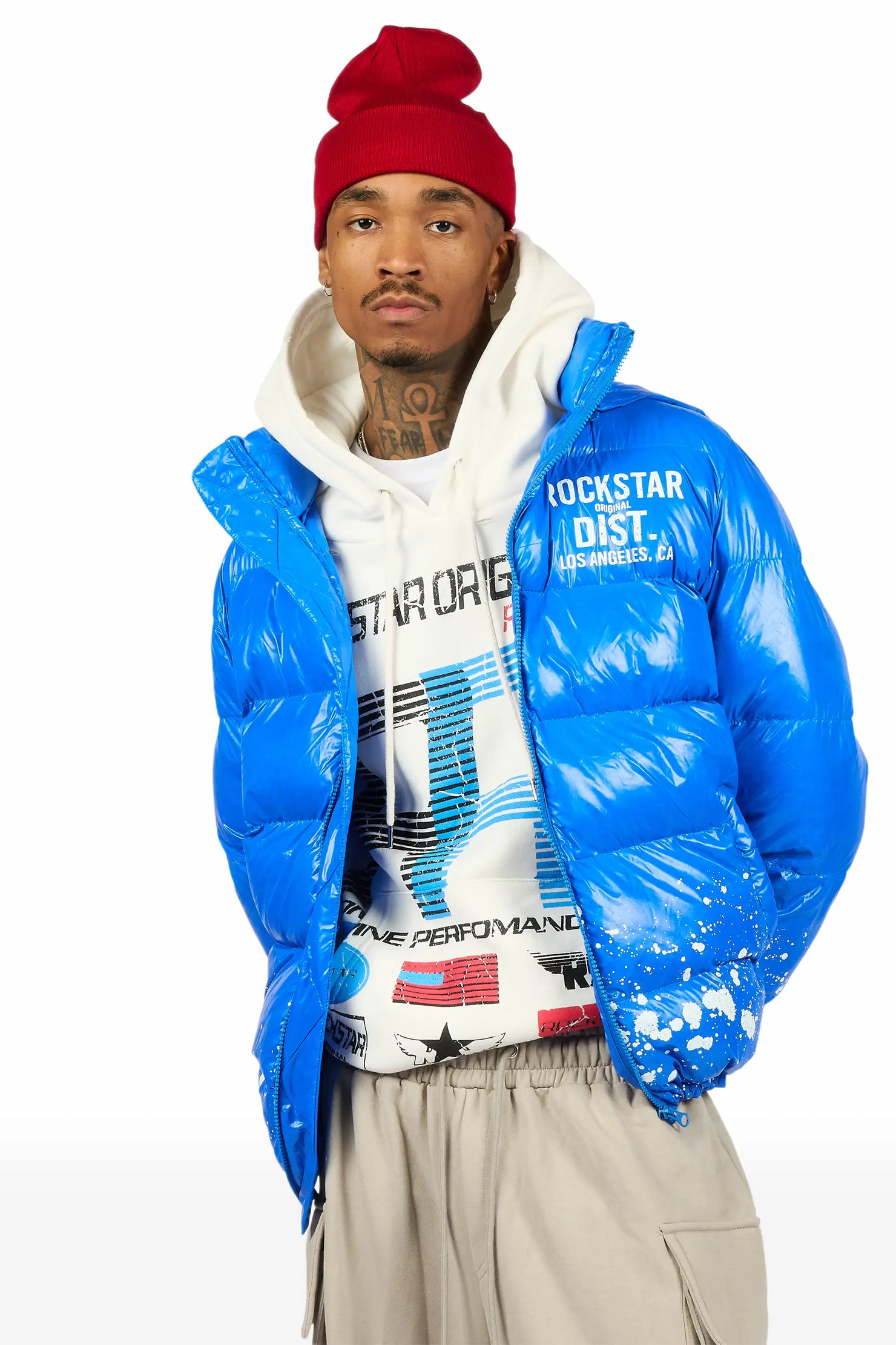 Rso Racing Club White Distressed Graphic Relaxed Hoodie