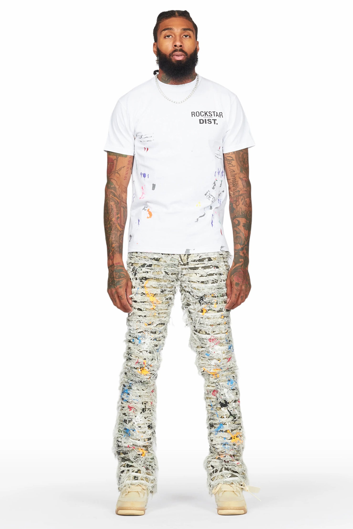 Parish Tree Camo Painter Stacked Flare Jean