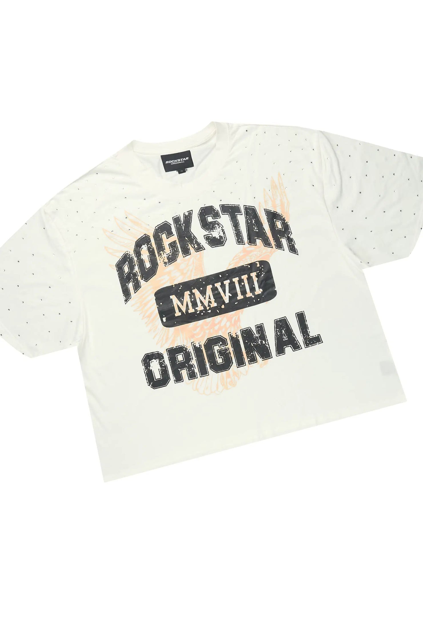 Borya Beige Rhinestone T-Shirt/Baggy Stacked Track Set