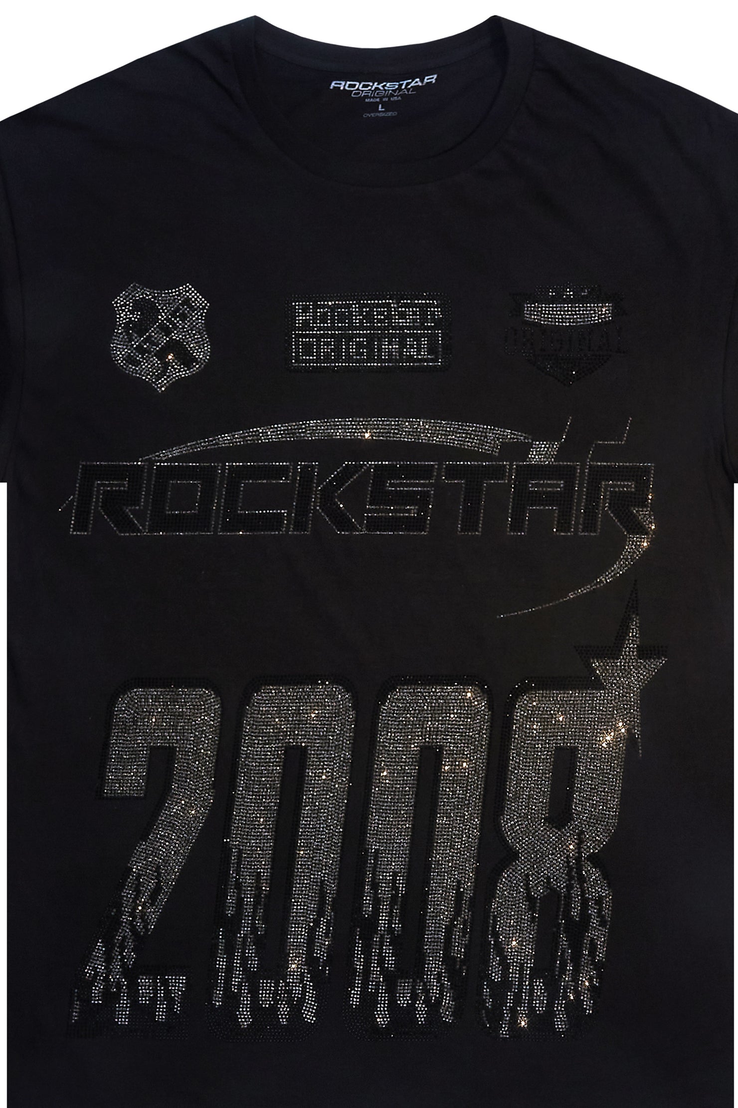 Kemora Black Rhinestone Oversized T-Shirt