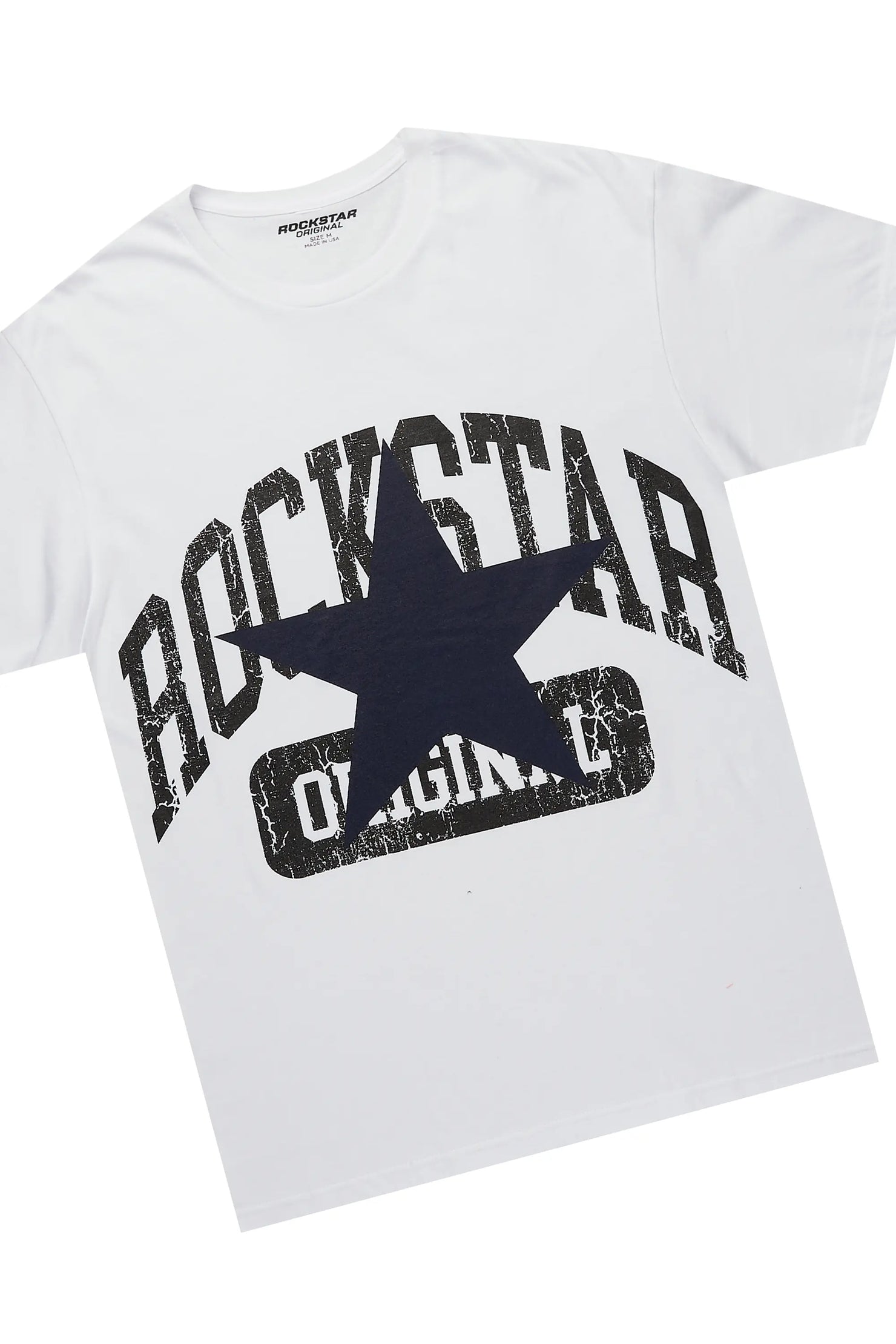 Mallor White/Navy T-Shirt/Stacked Baggy Track Pant Set