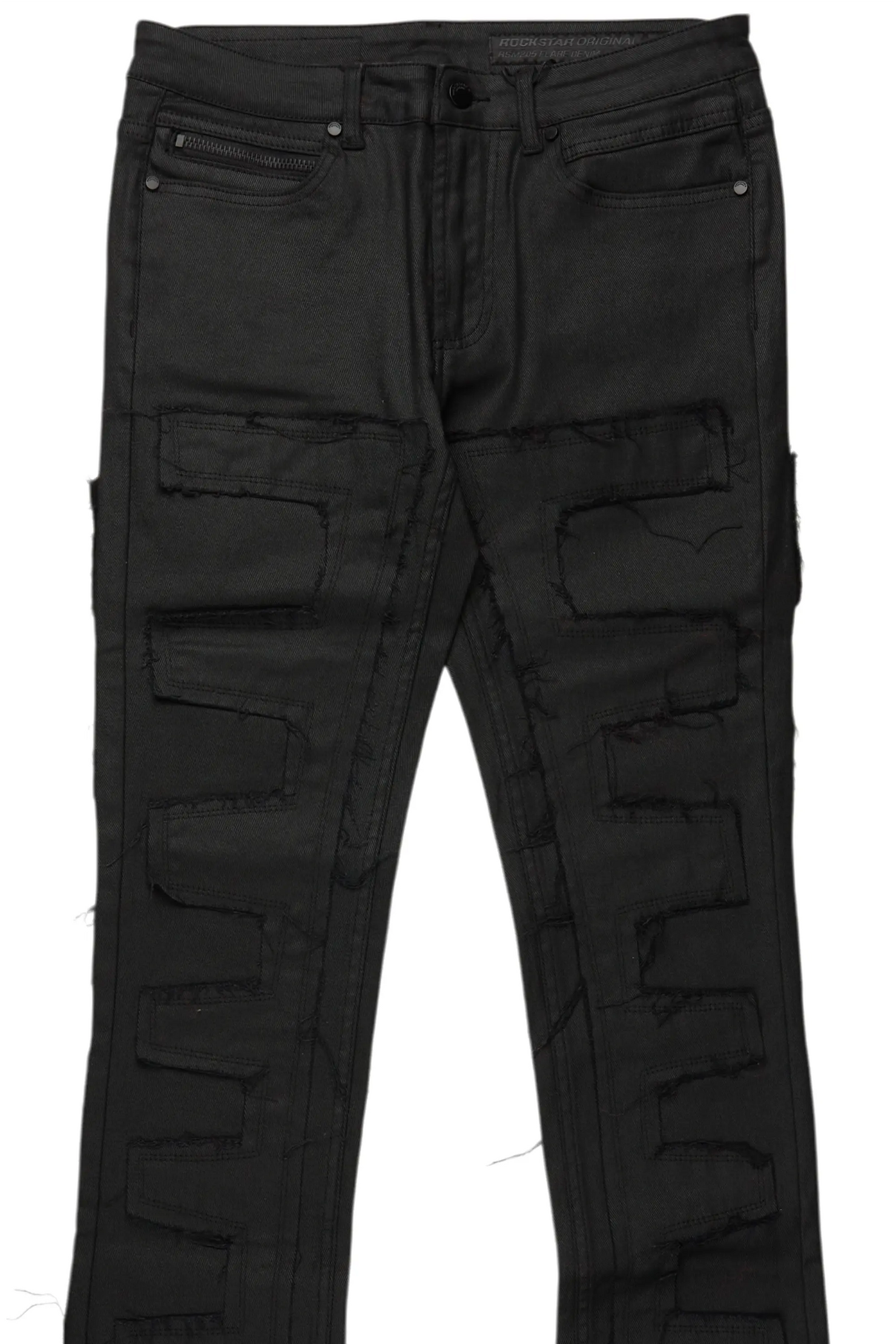 Shake Black Coated Stacked Flare Jean