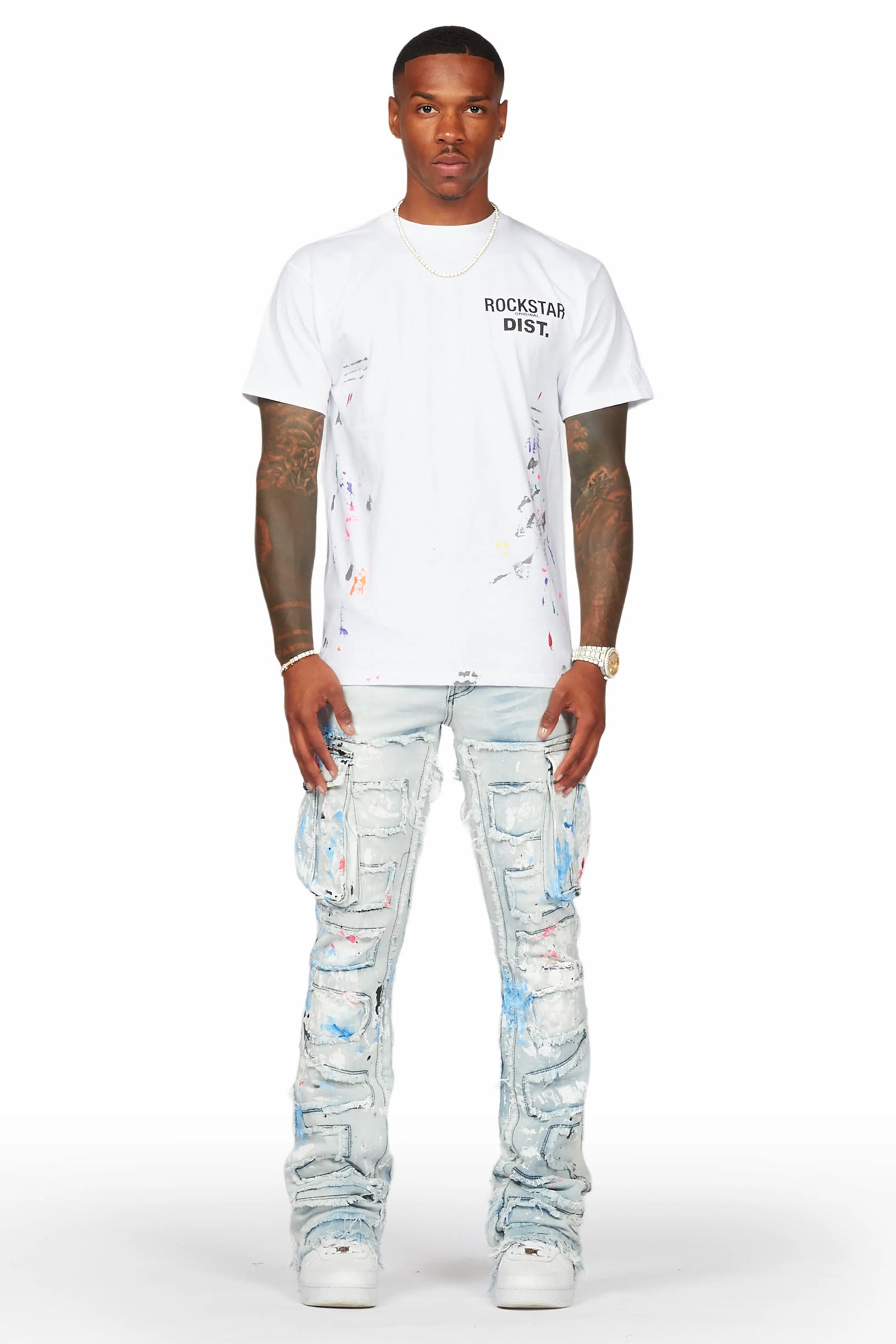 Farren Blue Painter Stacked Flare Jean