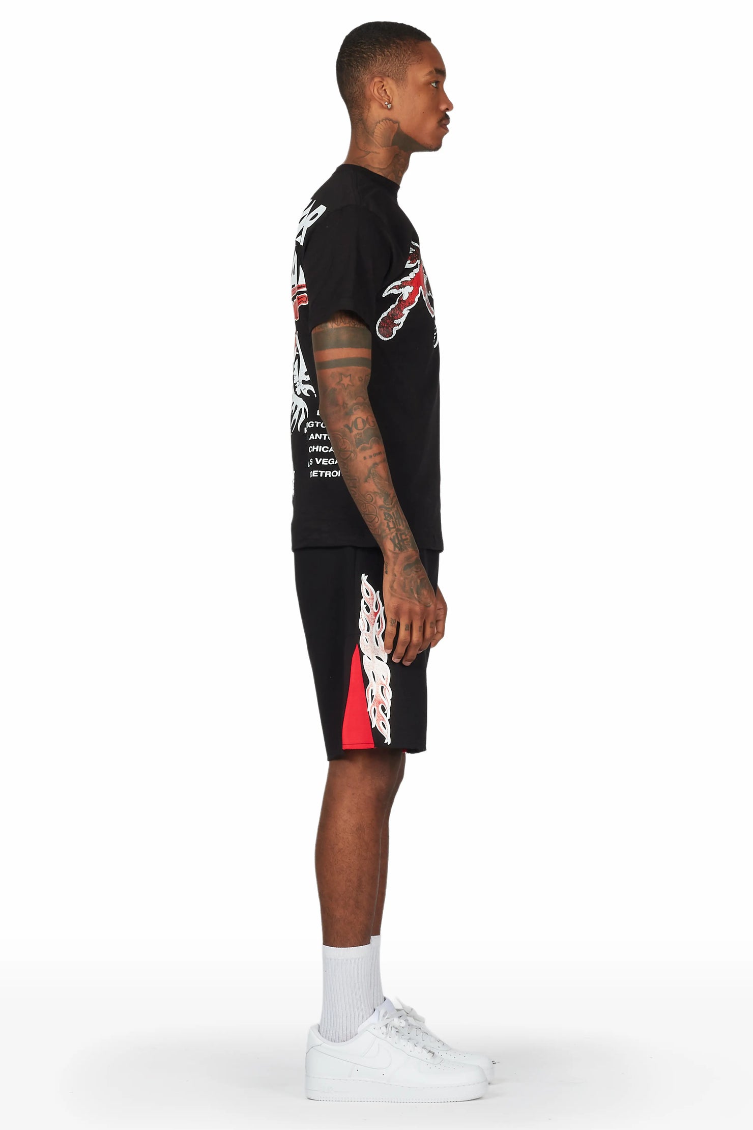 Yash Black T-Shirt Short Set