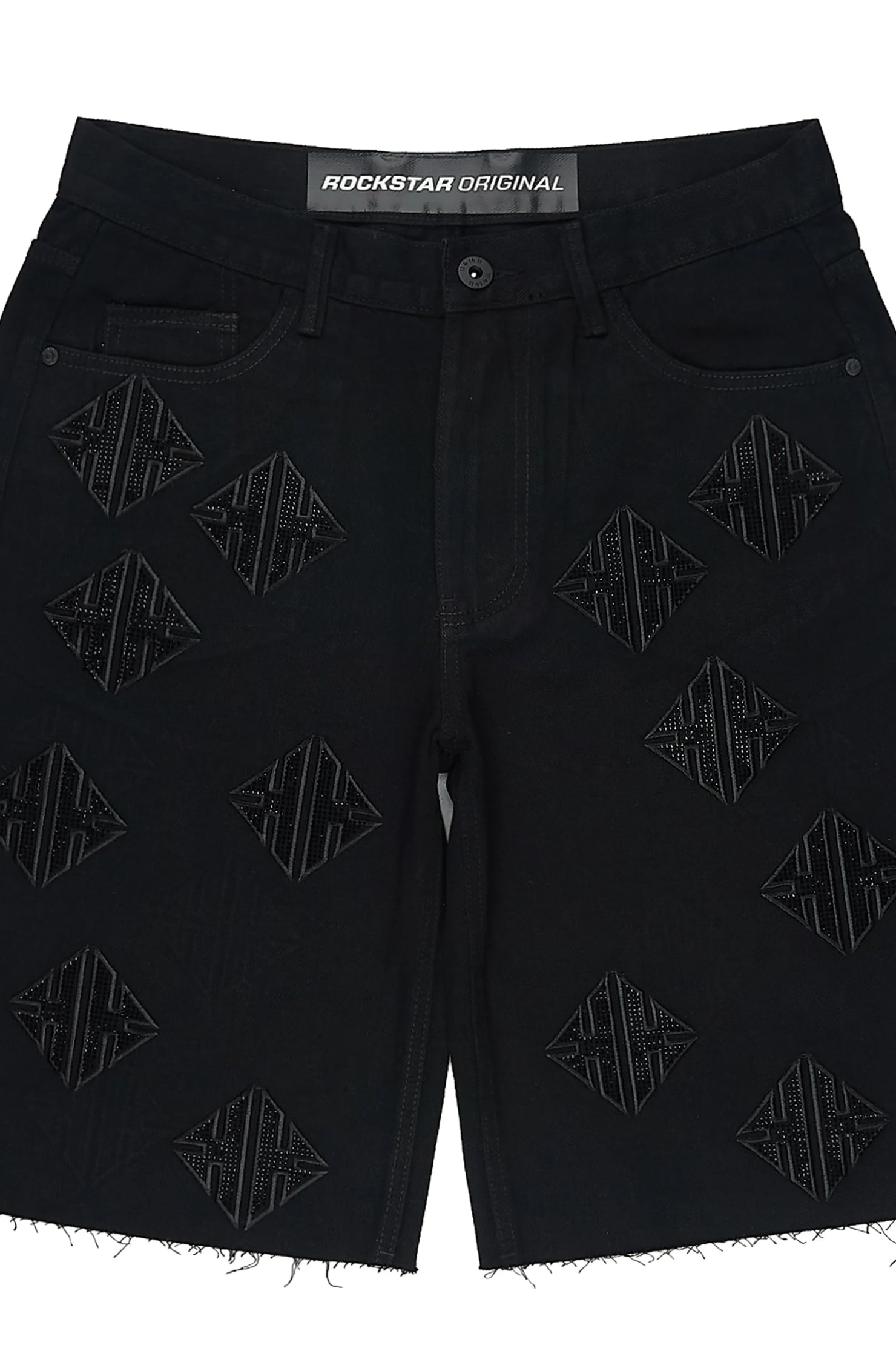 Chelot Black Rhinestones Denim Short