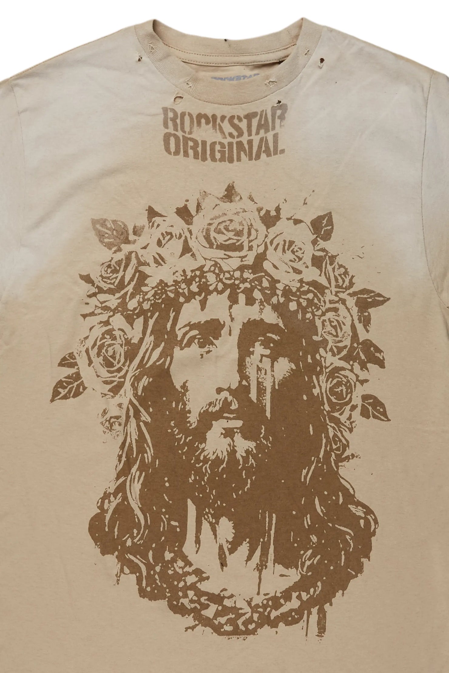 Sempe Beige Oversized Graphic T-Shirt