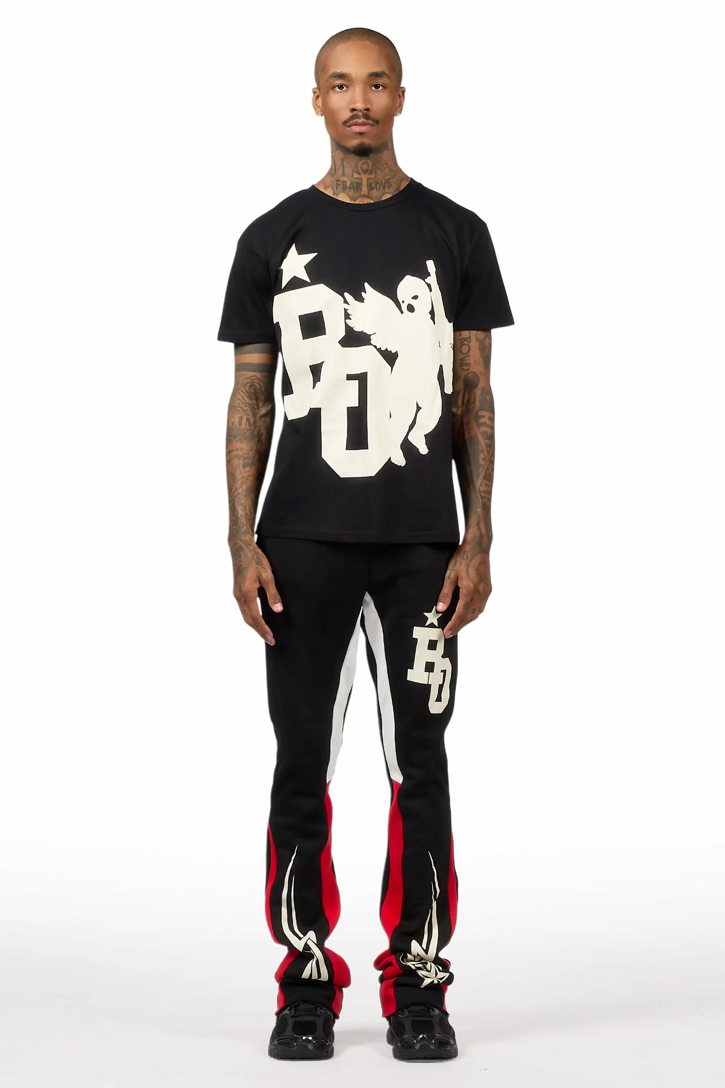 Pluton Black/Cream T-Shirt/Relaxed Track Set