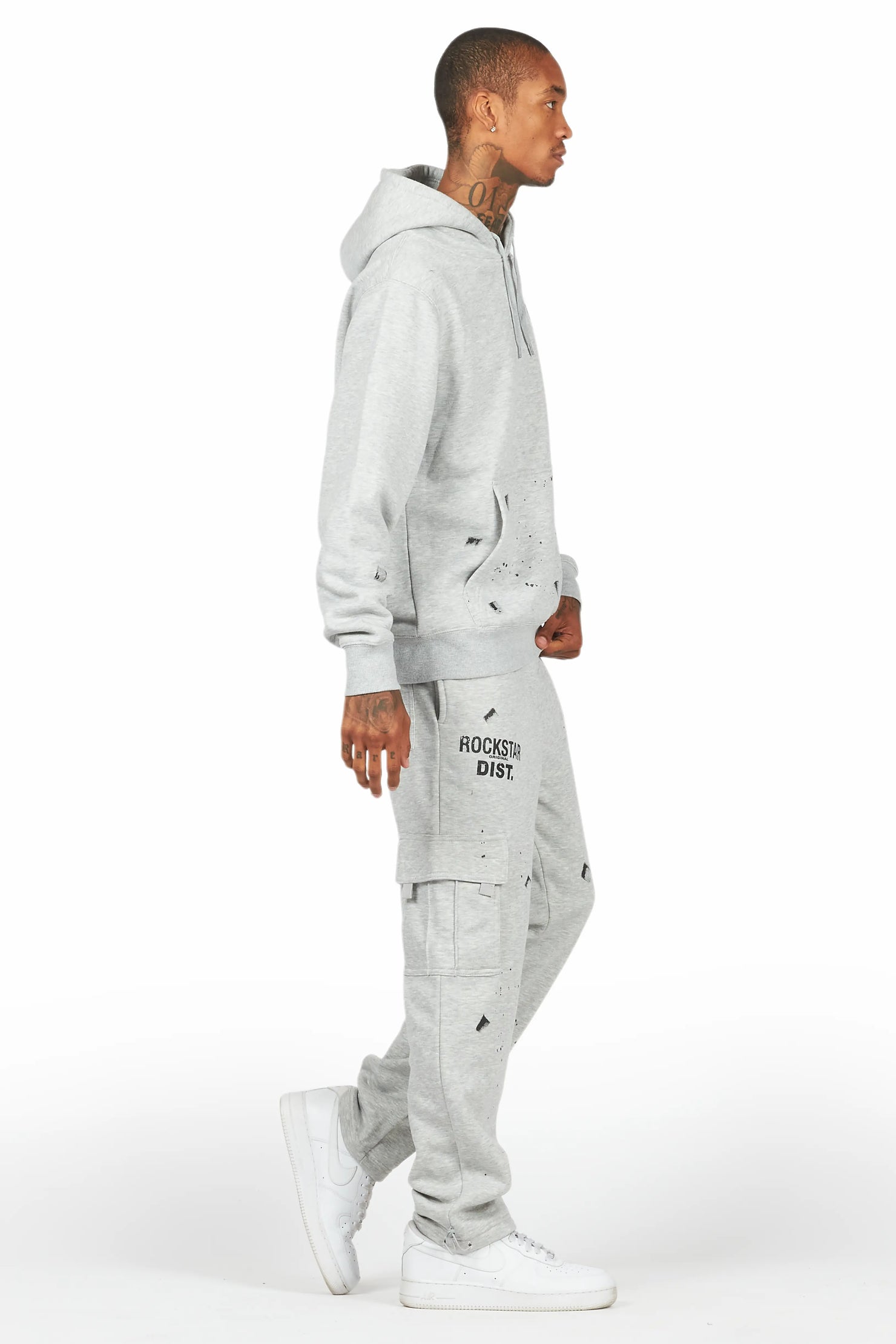 Raffer Heather Grey Hoodie/Cargo Sweat Pant Set