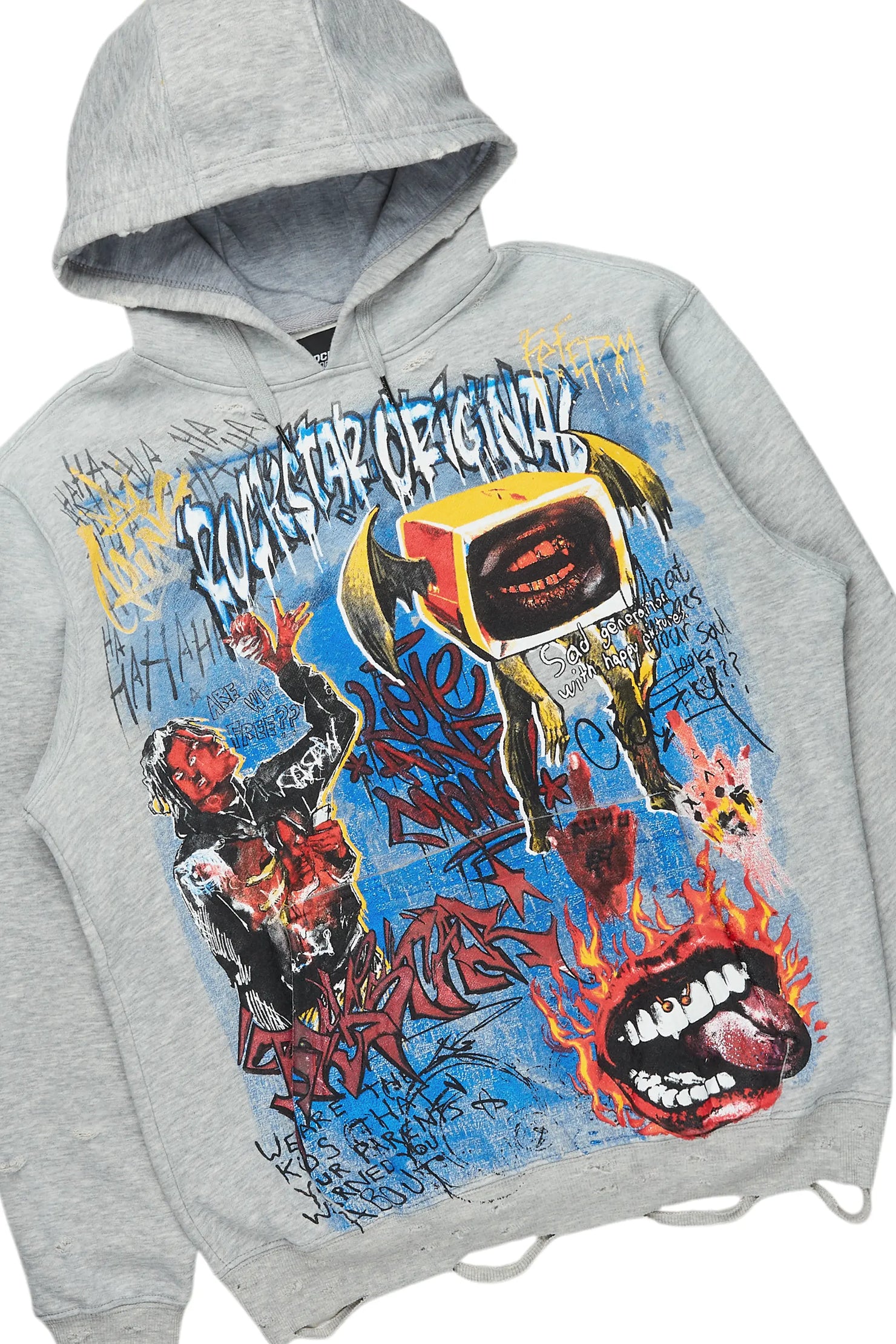 Yooz Heather Grey Hoodie & Deco Stacked Flare PU Jean Bundle