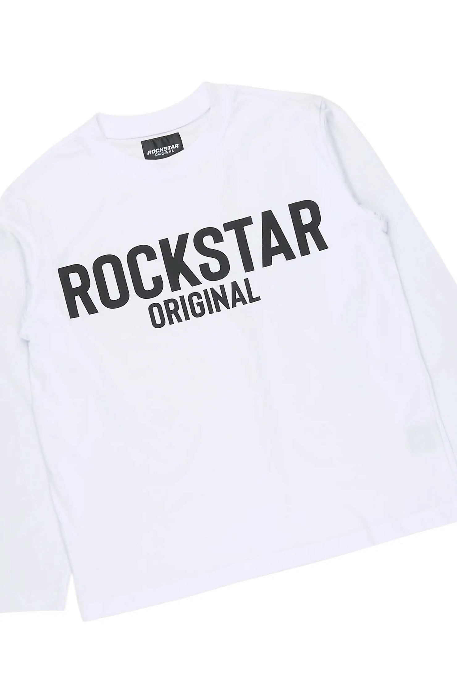Boys Mikasso White/Black L/S T-Shirt Jort Set