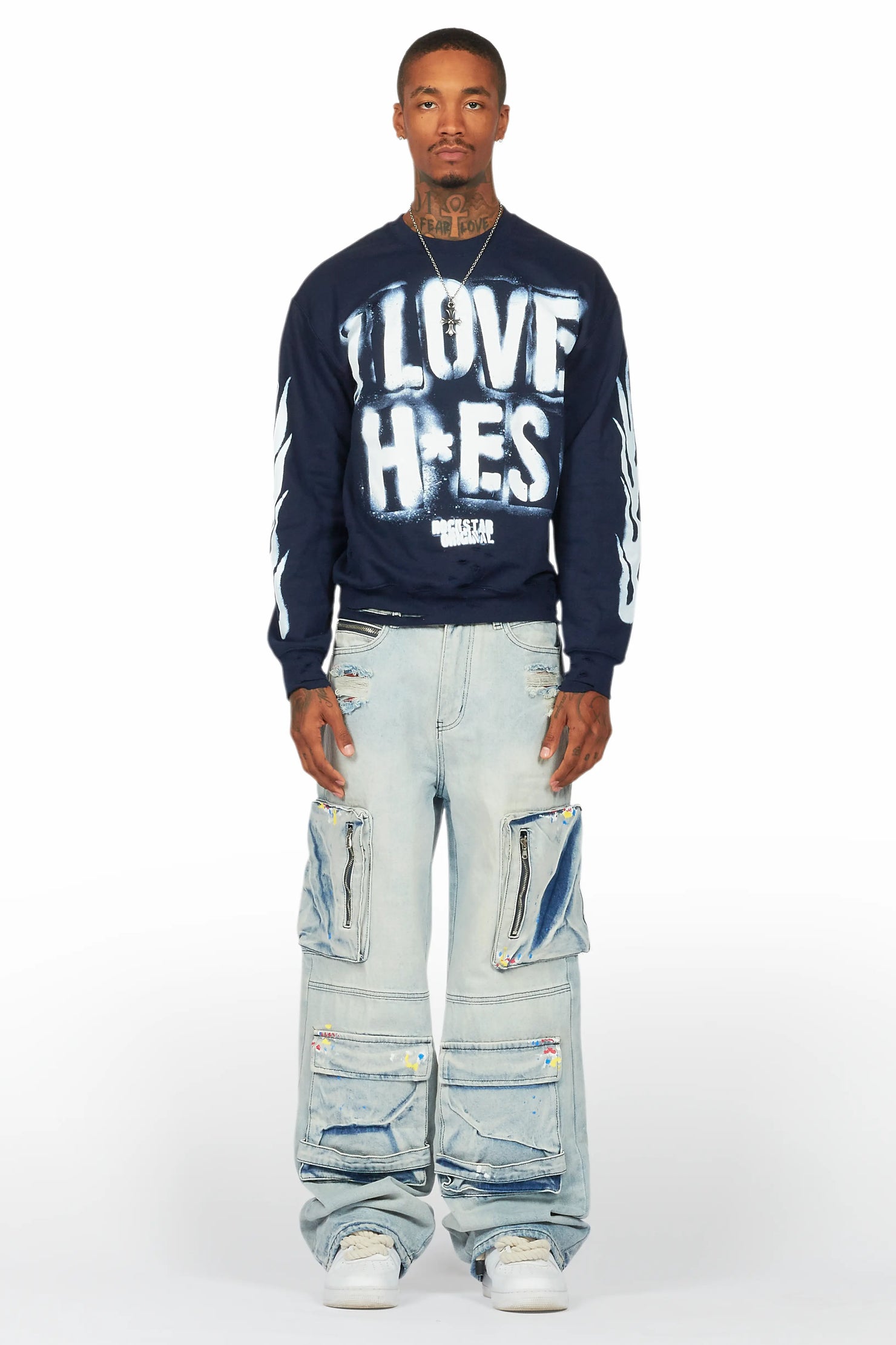 Banyan Navy/White Graphic Crewneck