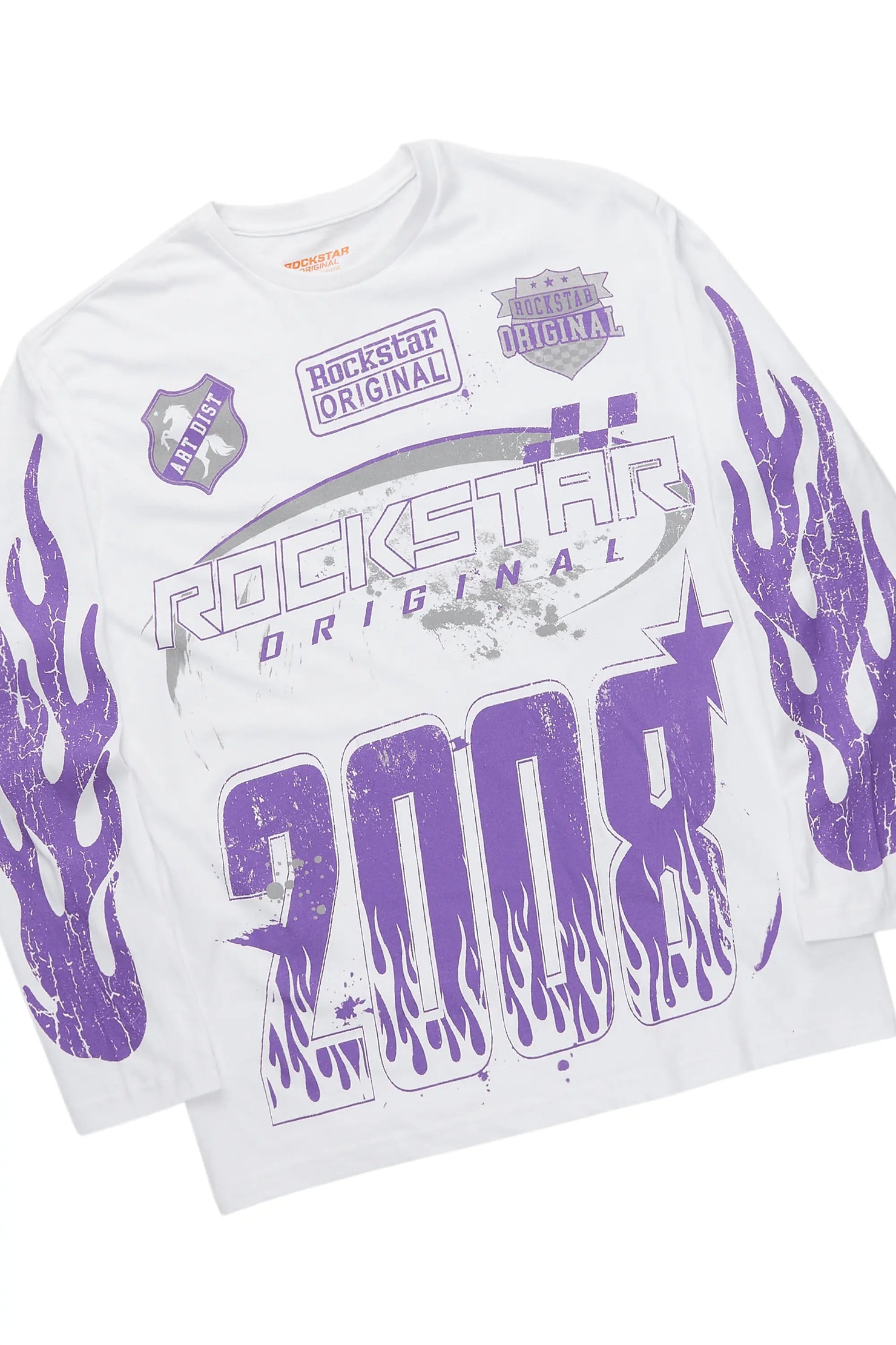 Amos Purple/White Long Sleeve T-Shirt/Stacked Baggy Pant Set